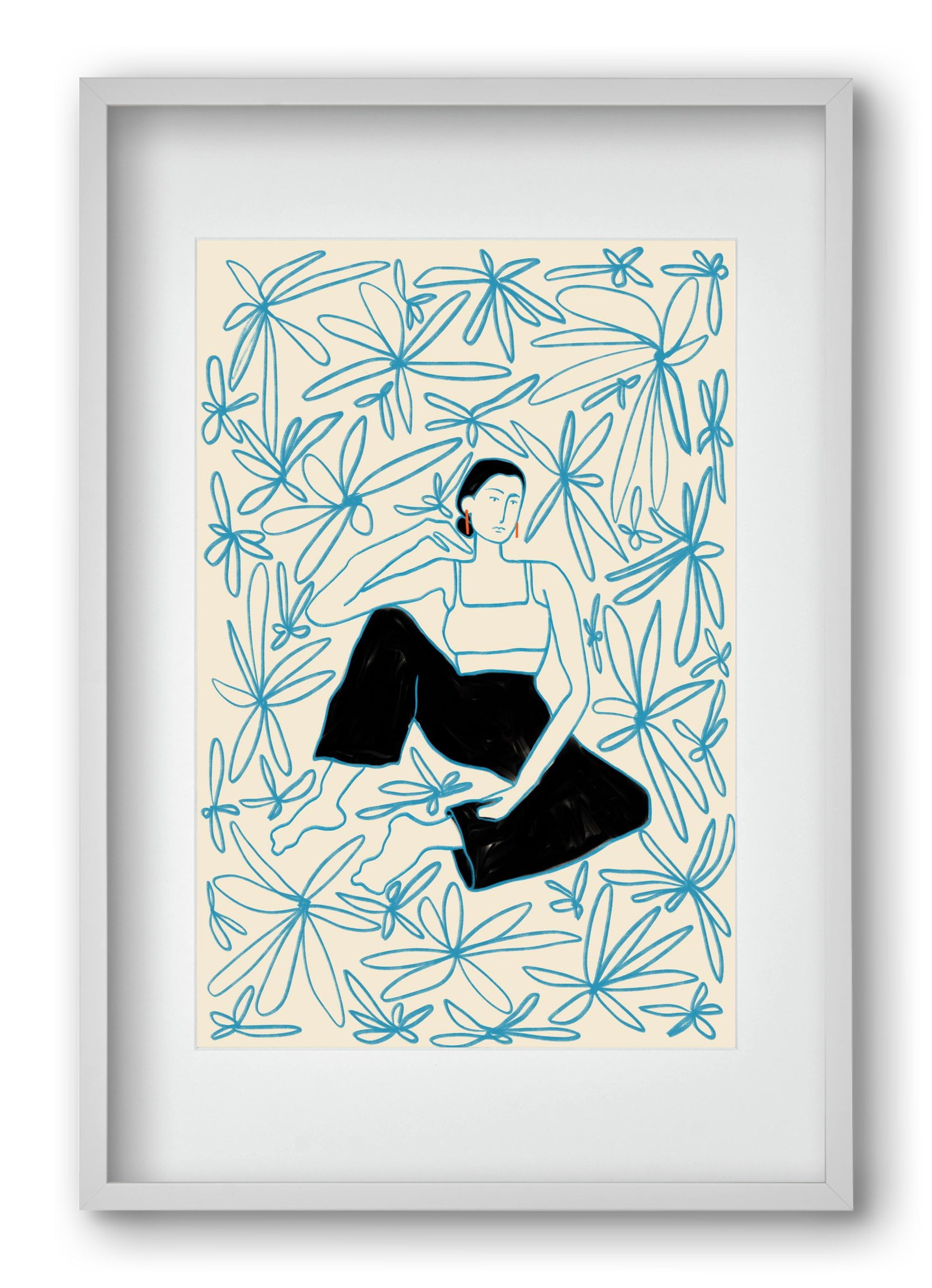 Woman in a field of flowers, 40x60 cm (30x45 cm), Fehér keret, paszpartuval