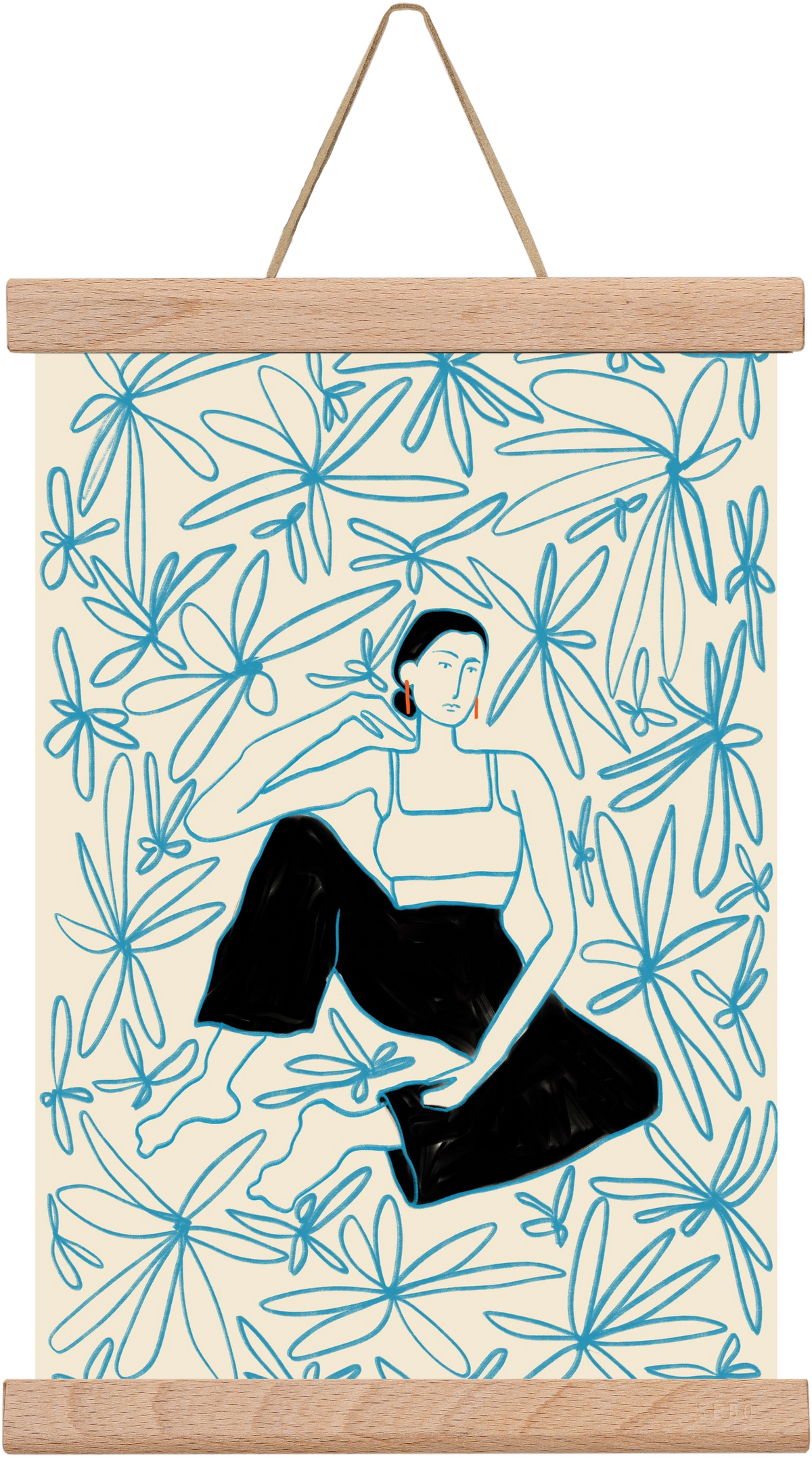 Woman in a field of flowers, 20x30 cm (20x30 cm), Tölgy akasztó