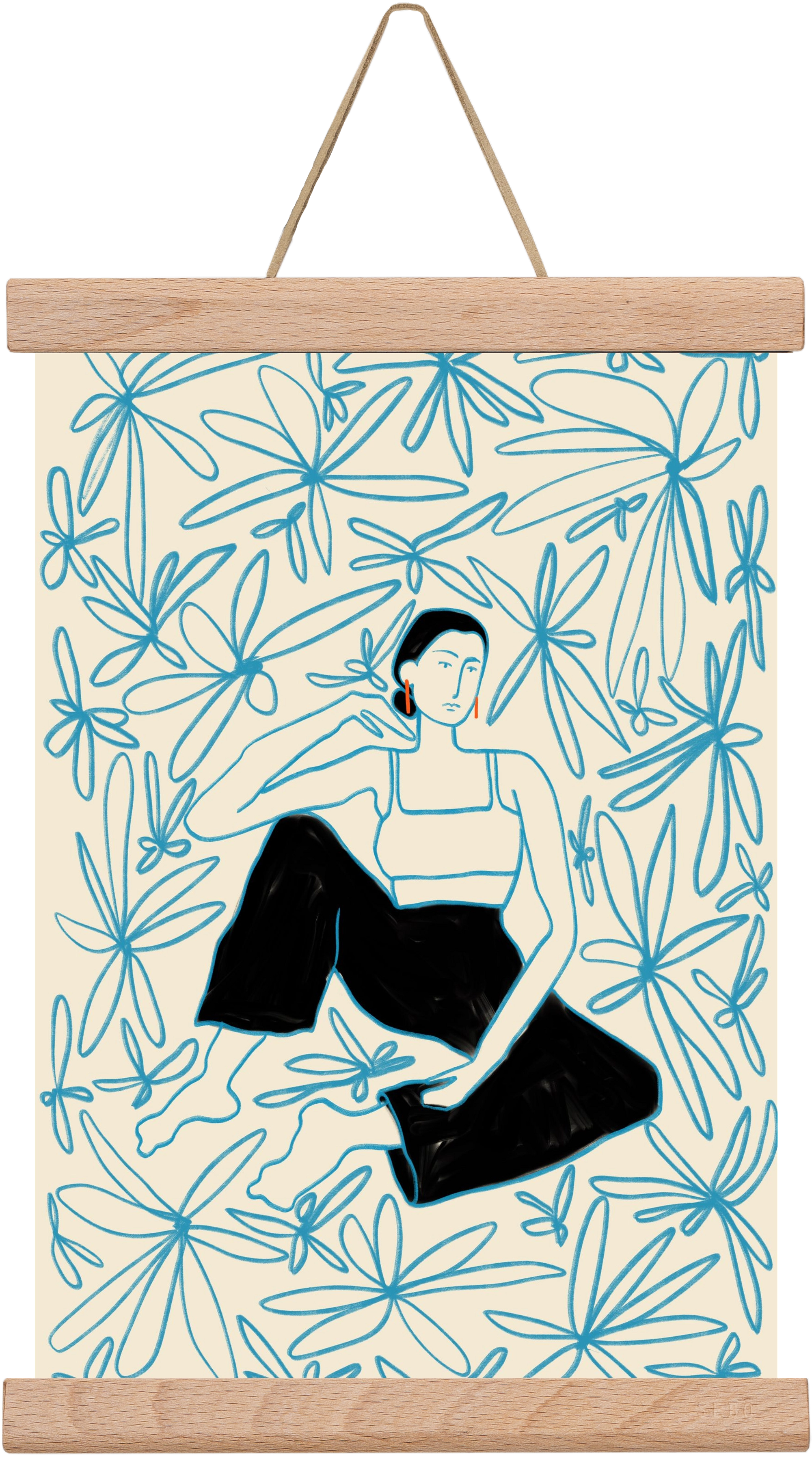 Woman in a field of flowers, 20x30 cm (20x30 cm), Tölgy akasztó