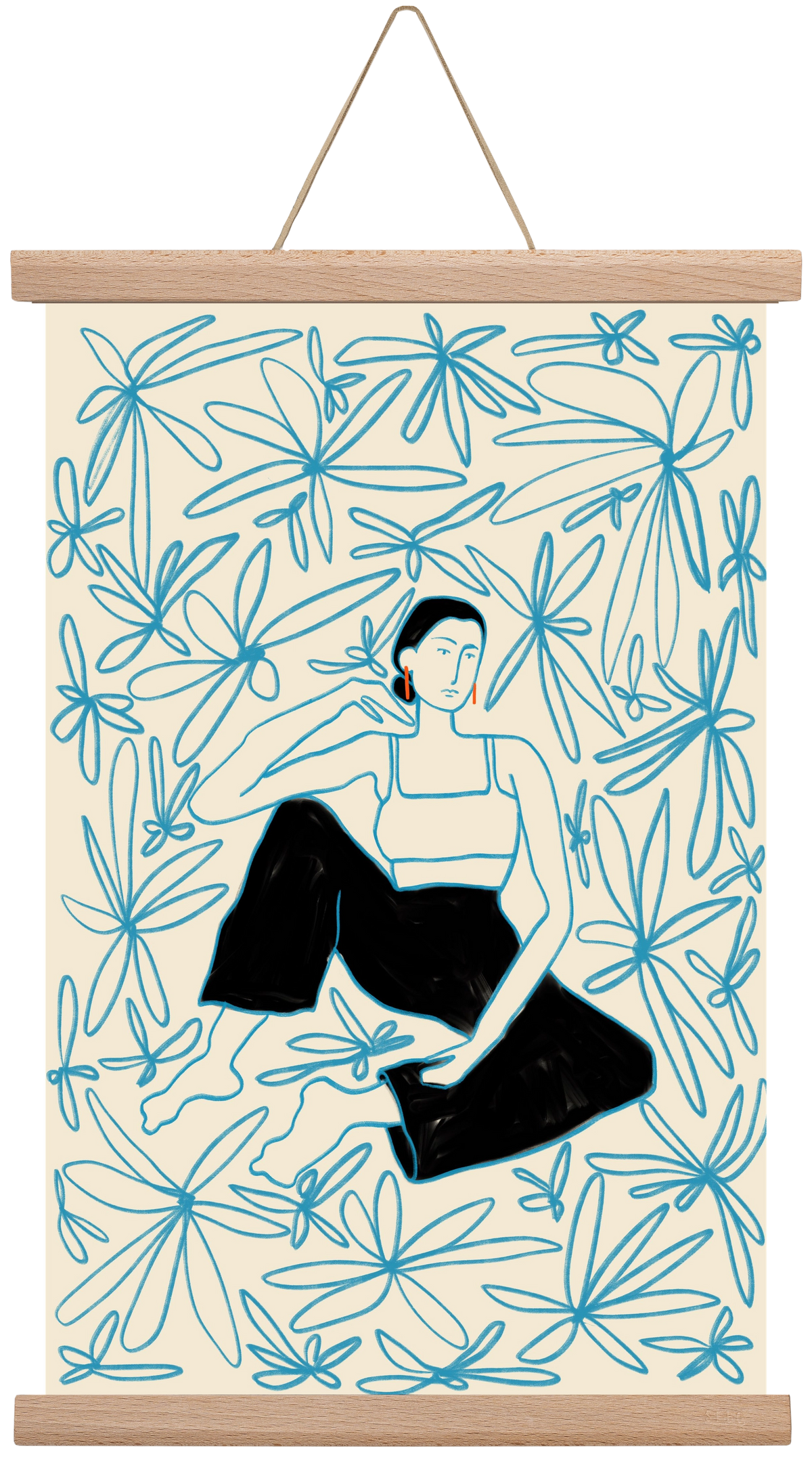 Woman in a field of flowers, 30x45 cm (30x45 cm), Tölgy akasztó