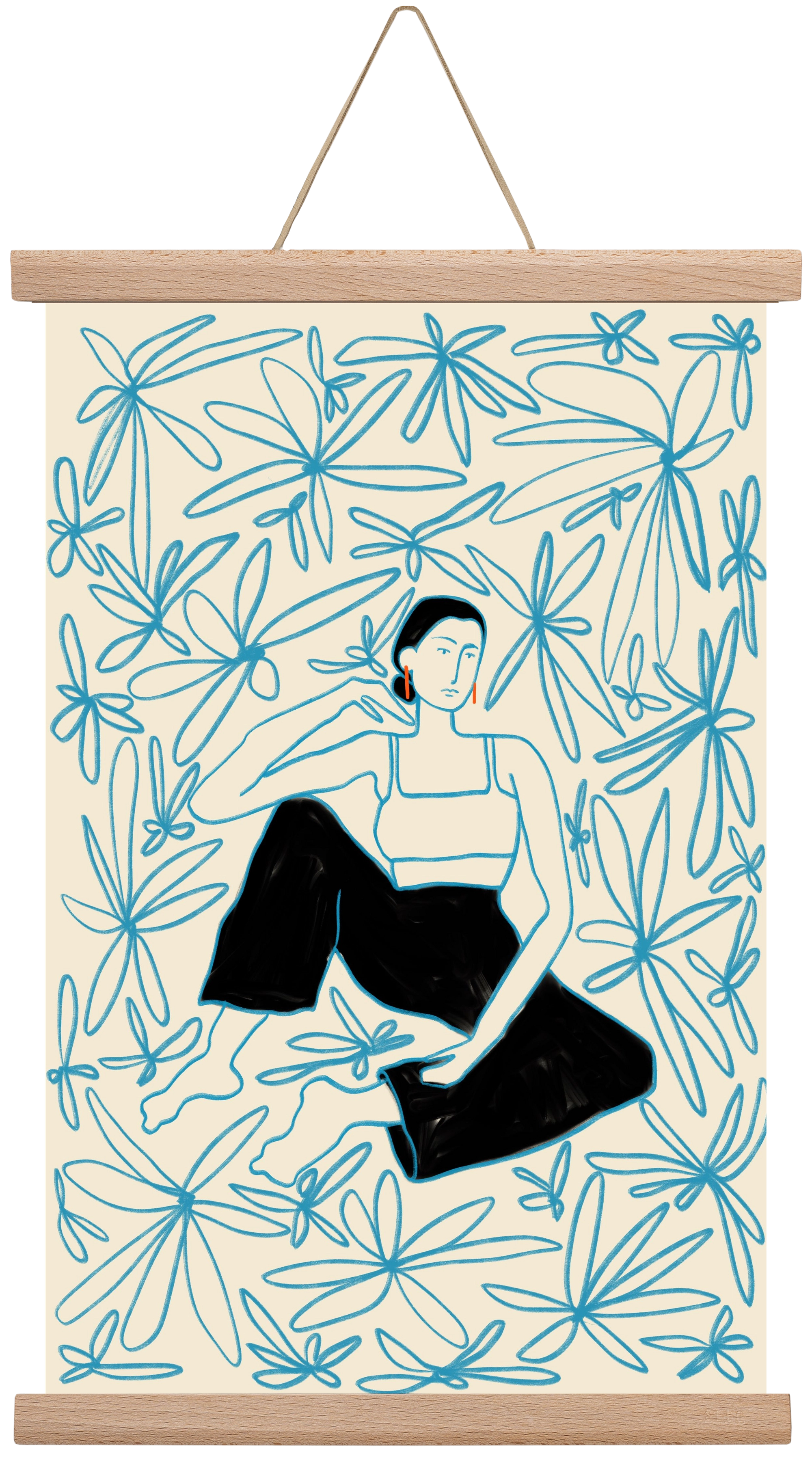 Woman in a field of flowers, 30x45 cm (30x45 cm), Tölgy akasztó