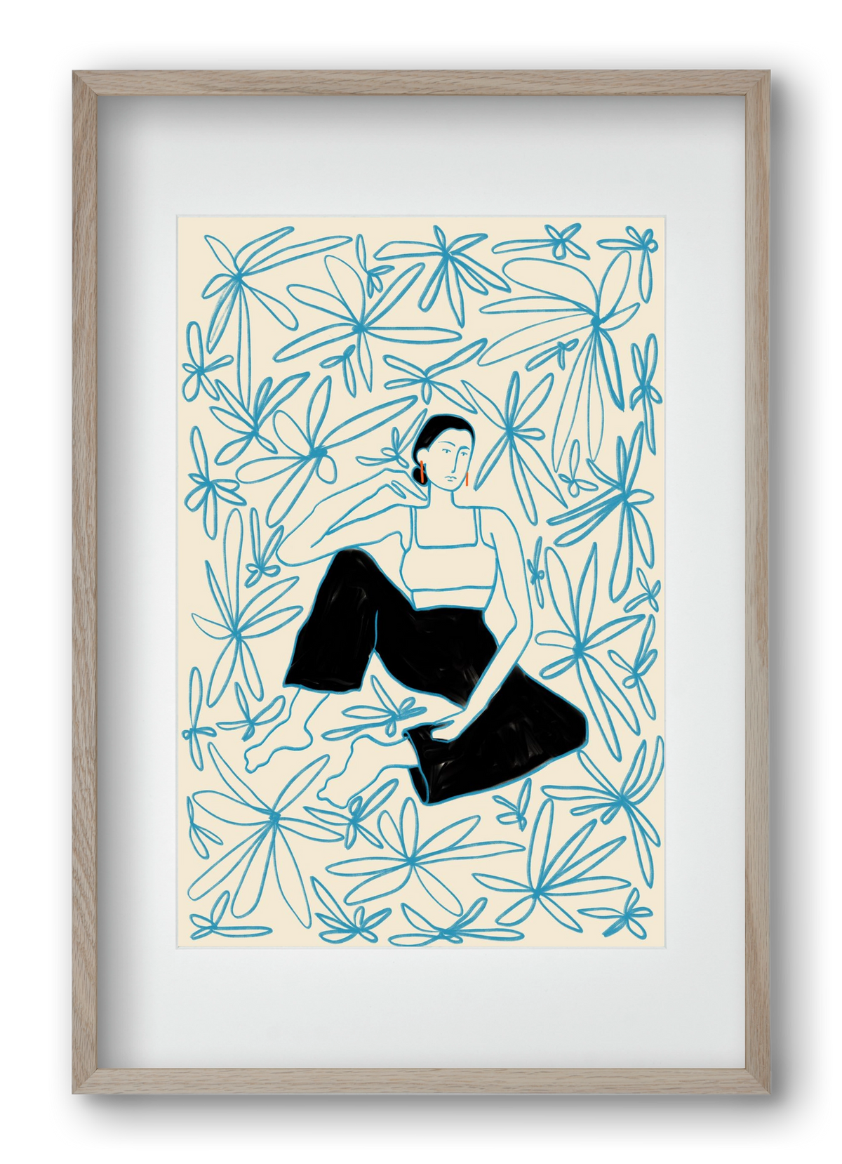 Woman in a field of flowers, 40x60 cm (30x45 cm), Tölgy keret, paszpartuval