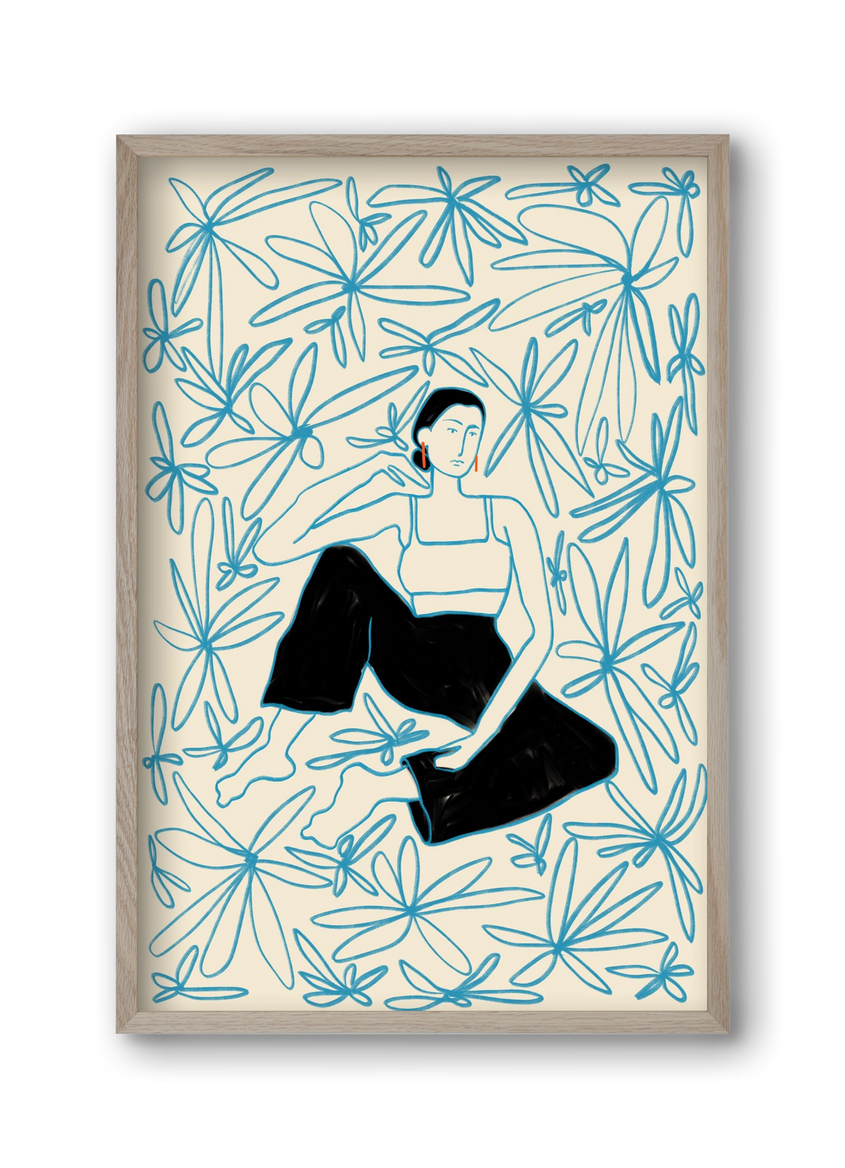 Woman in a field of flowers, 30x45 cm (30x45 cm), Tölgy keret