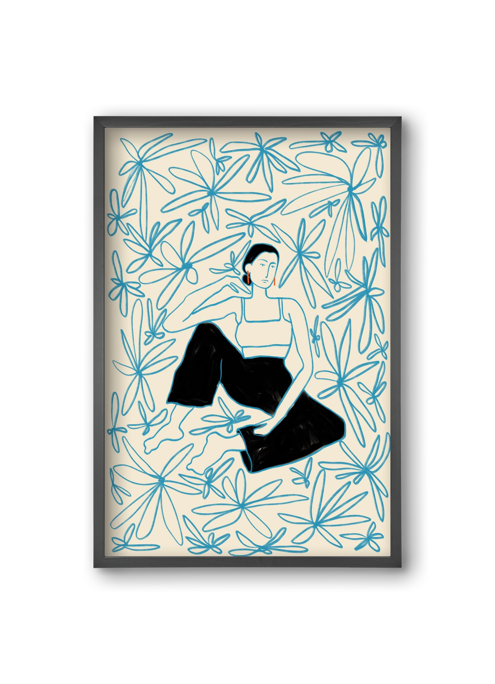 Woman in a field of flowers, 20x30 cm (20x30 cm), Fekete keret