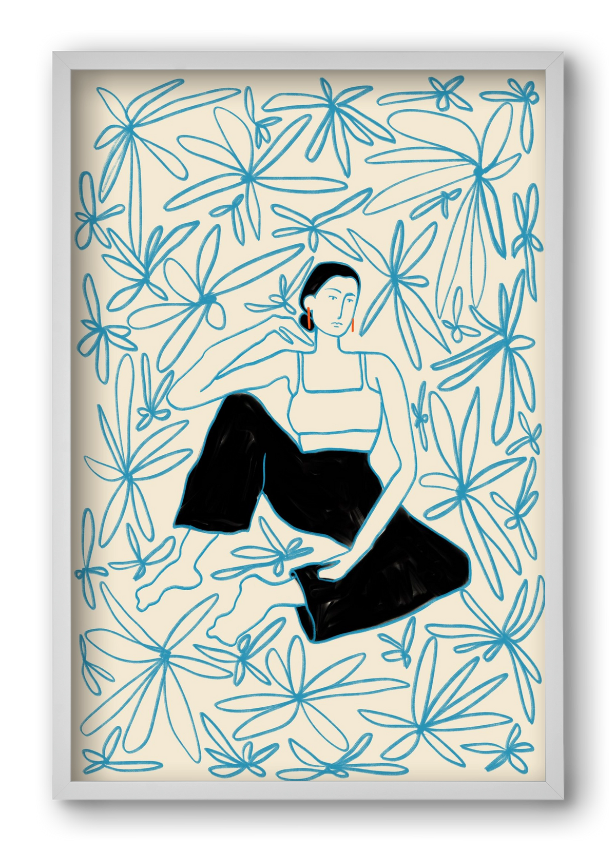 Woman in a field of flowers, 40x60 cm (40x60 cm), Fehér keret