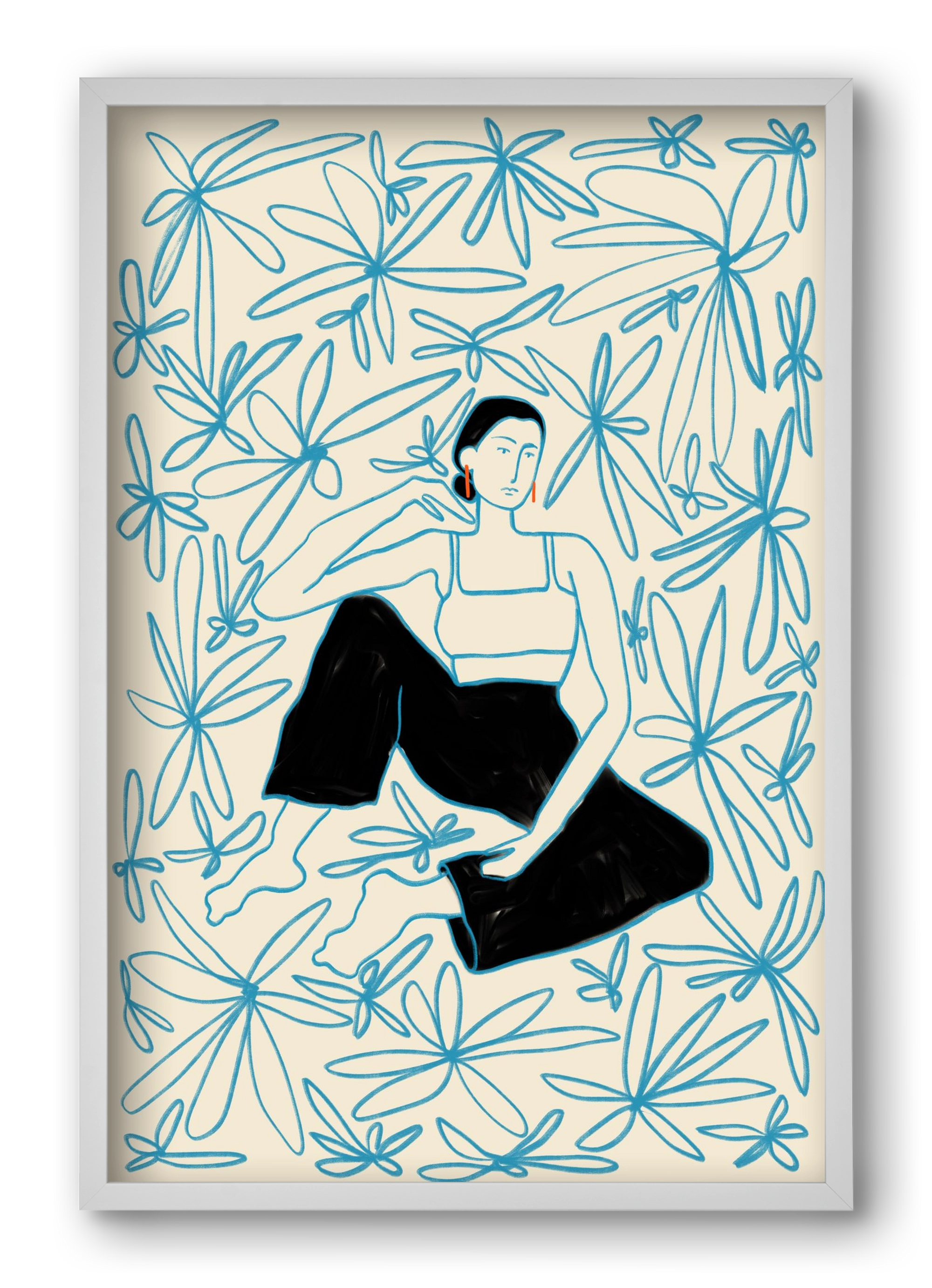 Woman in a field of flowers, 40x60 cm (40x60 cm), Fehér keret