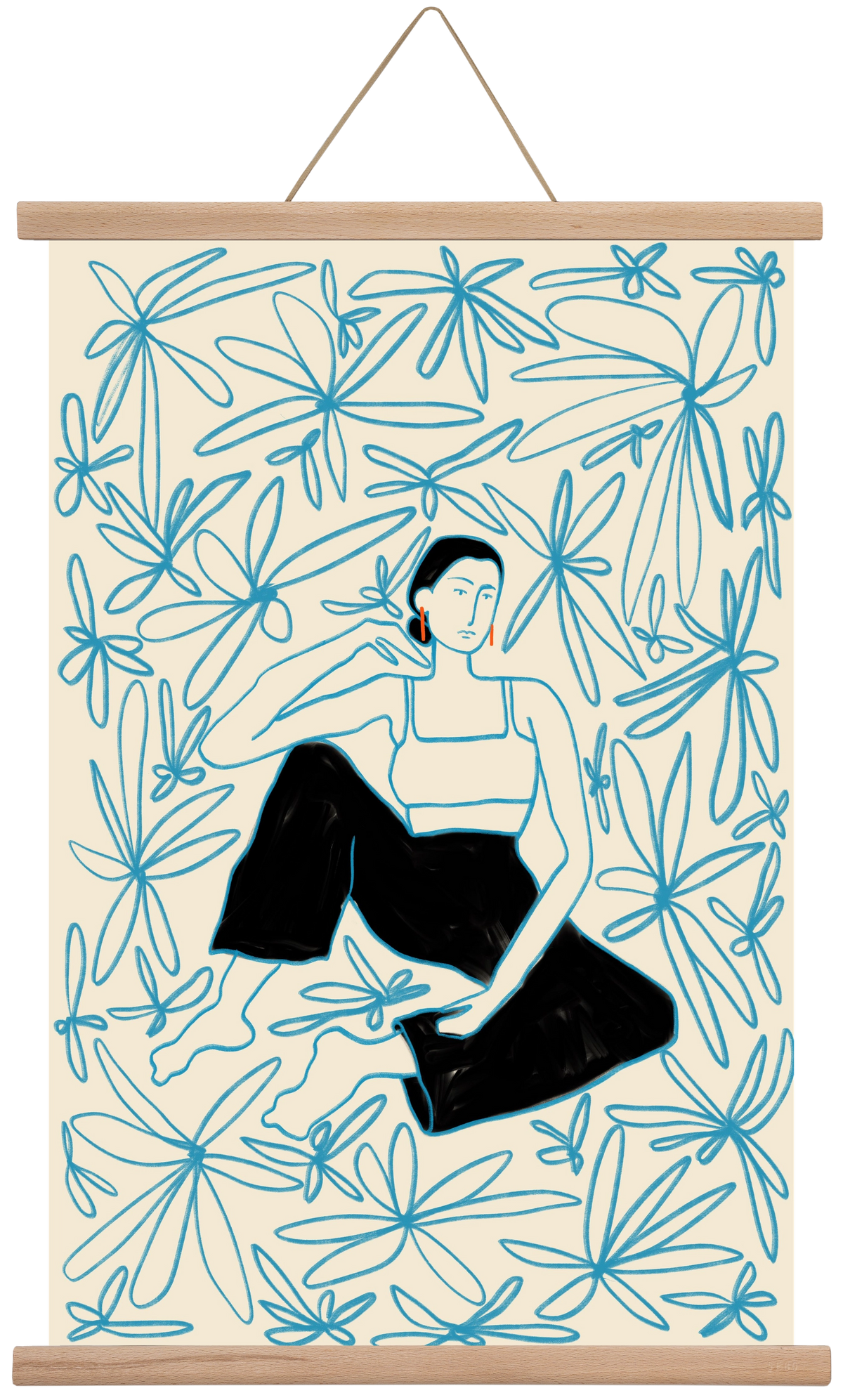 Woman in a field of flowers, 40x60 cm (40x60 cm), Tölgy akasztó