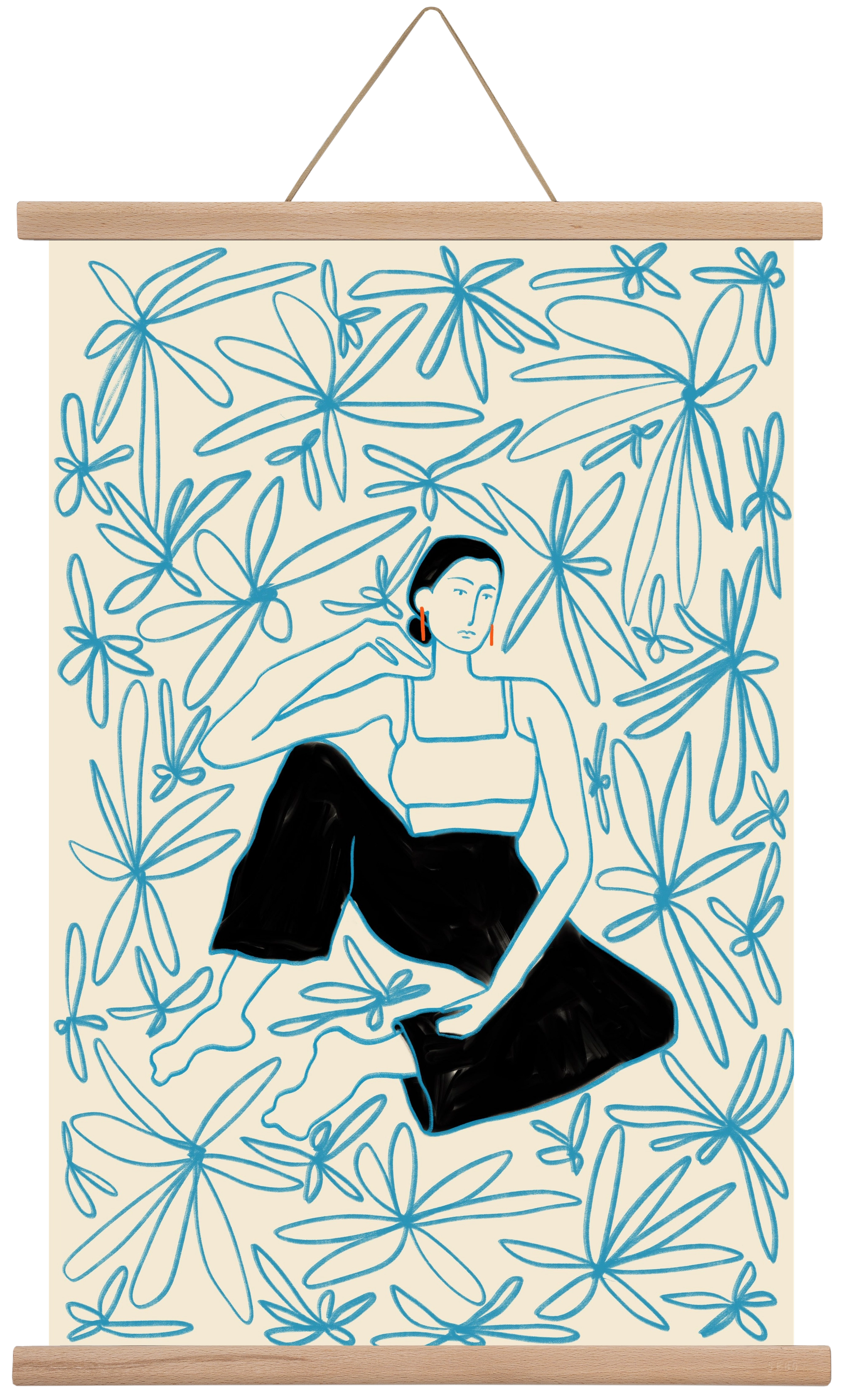 Woman in a field of flowers, 40x60 cm (40x60 cm), Tölgy akasztó