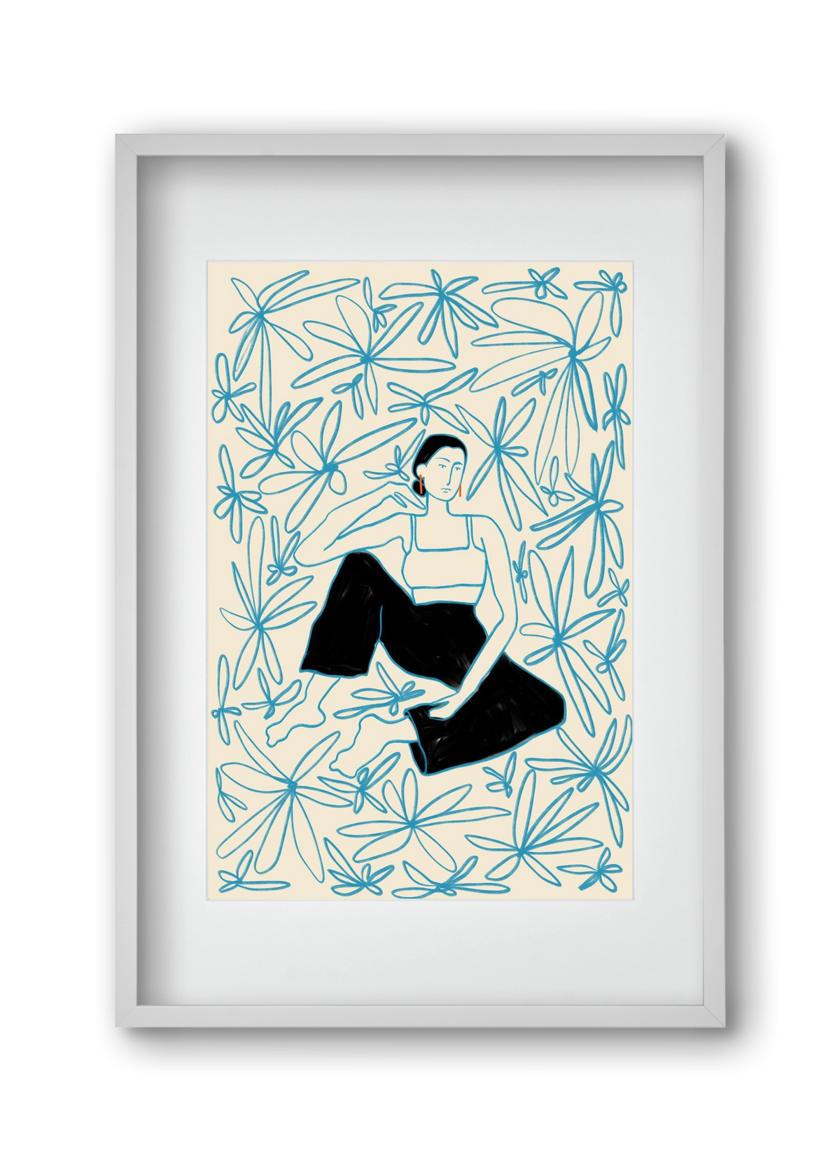 Woman in a field of flowers, 30x45 cm (20x30 cm), Fehér keret, paszpartuval