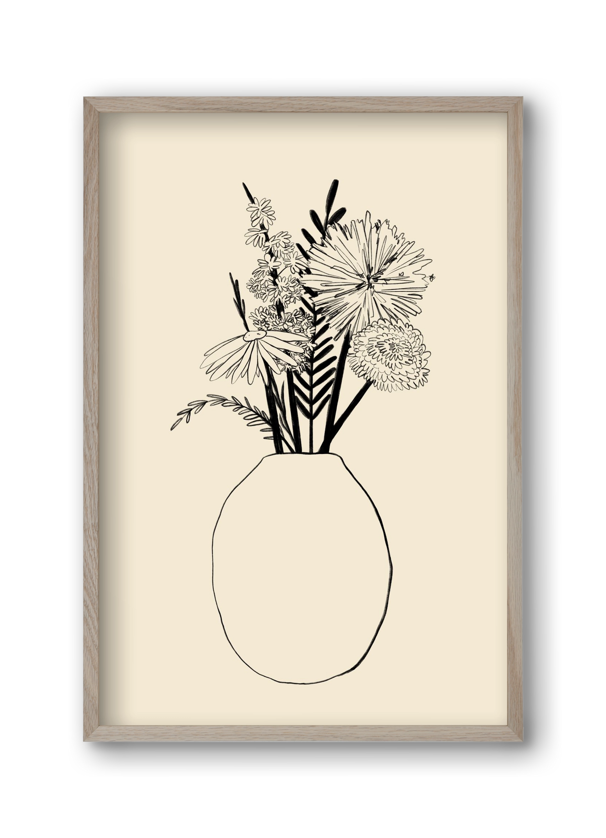 BOUQUET OF FLOWERS , 30x45 cm (30x45 cm), Tölgy keret