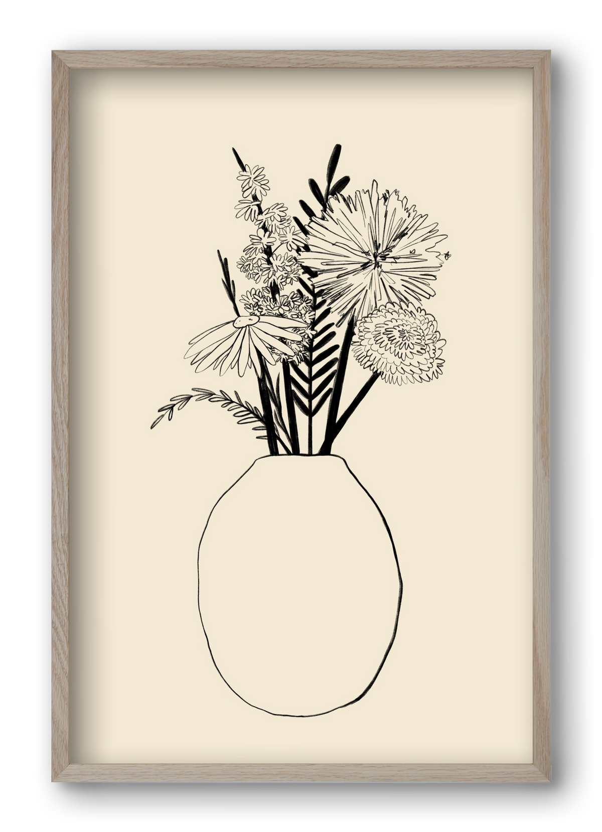 BOUQUET OF FLOWERS , 40x60 cm (40x60 cm), Tölgy keret