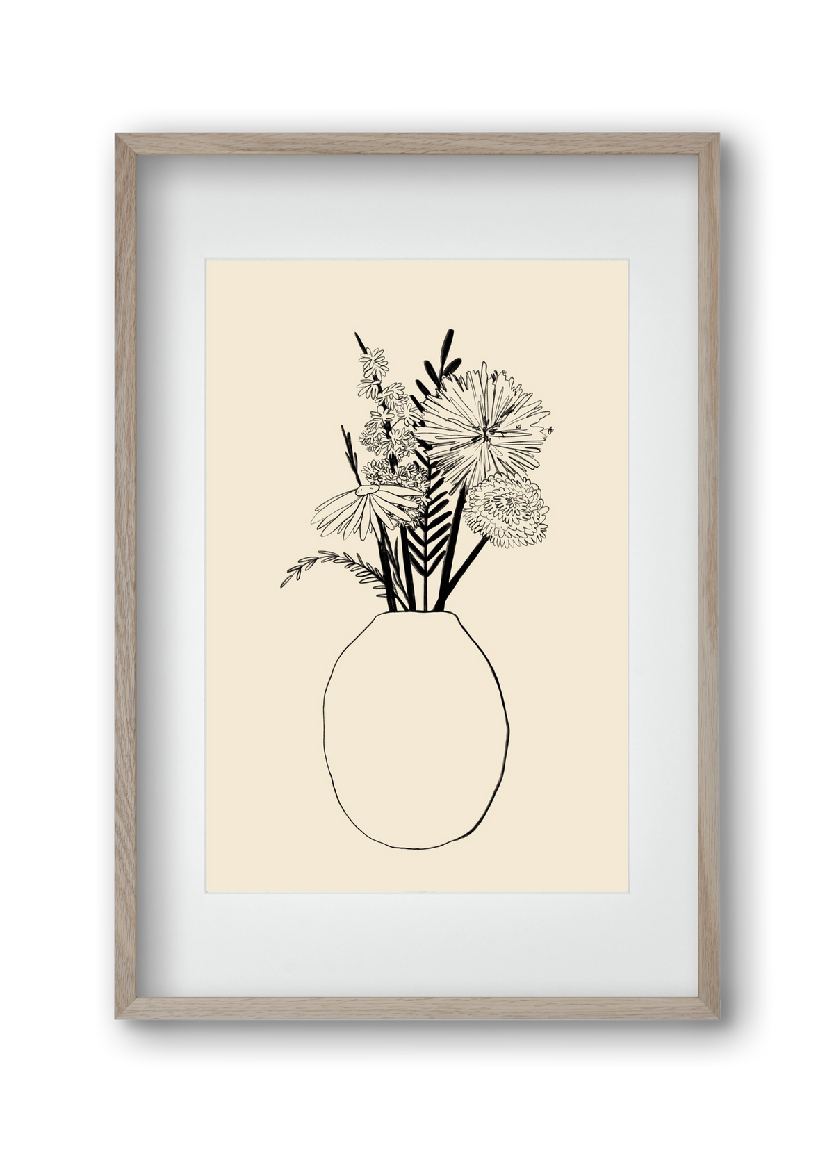 BOUQUET OF FLOWERS , 30x45 cm (20x30 cm), Tölgy keret, paszpartuval