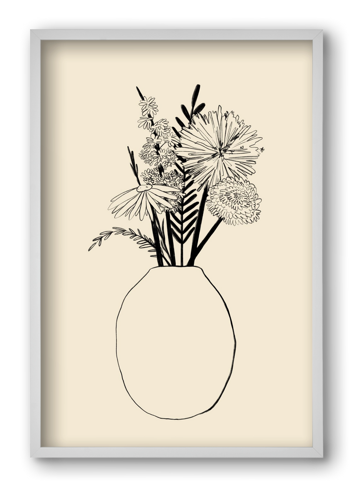 BOUQUET OF FLOWERS , 40x60 cm (40x60 cm), Fehér keret