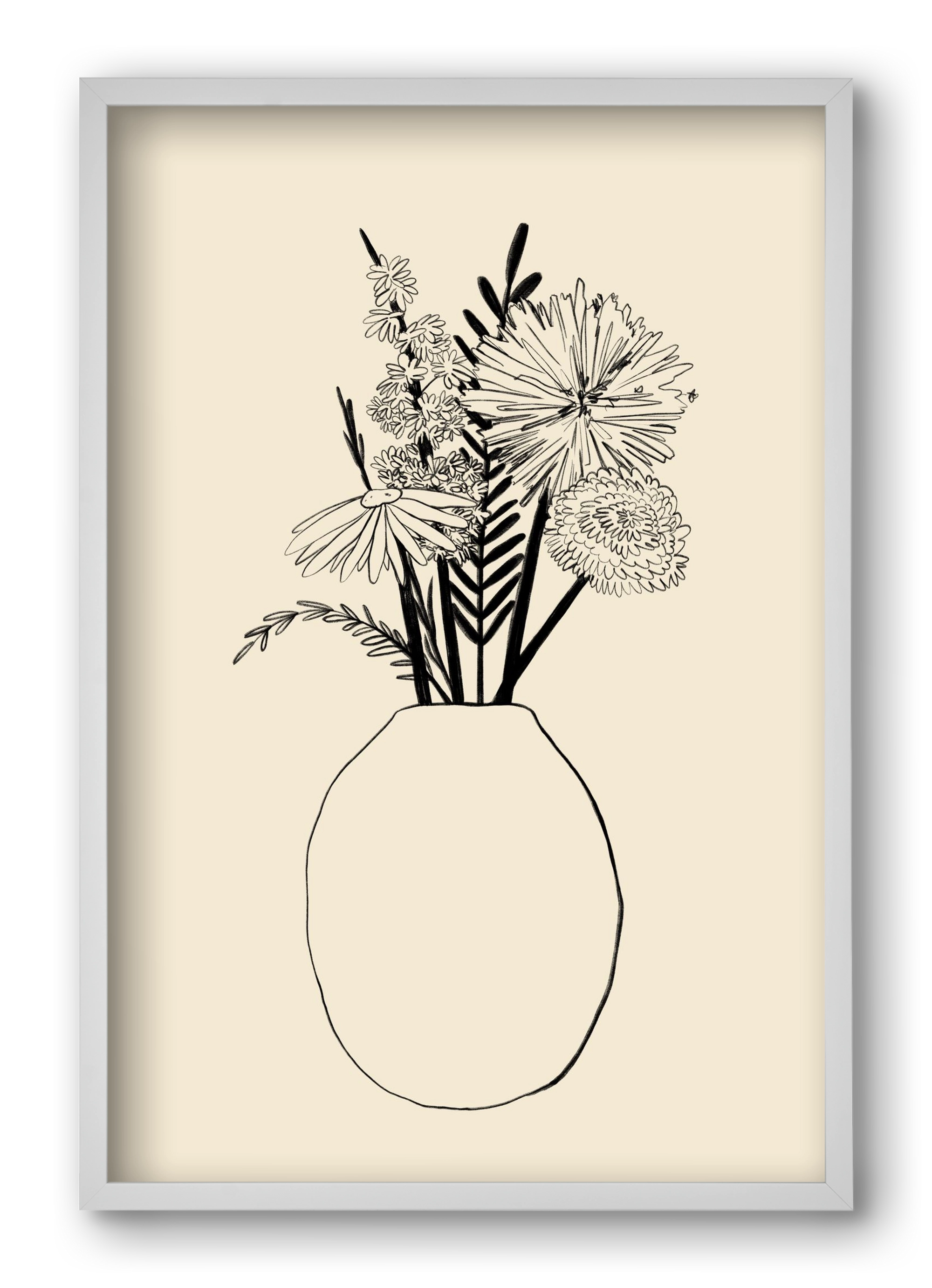 BOUQUET OF FLOWERS , 40x60 cm (40x60 cm), Fehér keret