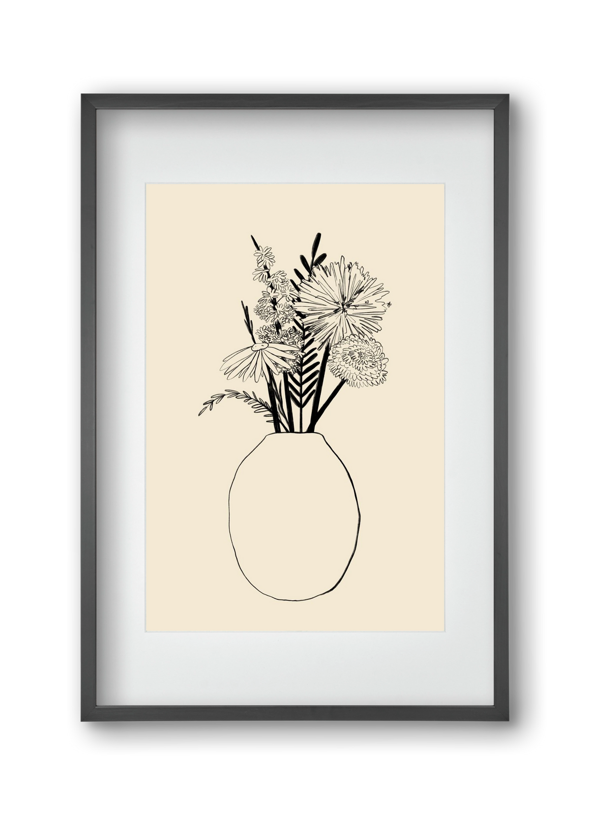 BOUQUET OF FLOWERS , 30x45 cm (20x30 cm), Fekete keret, paszpartuval