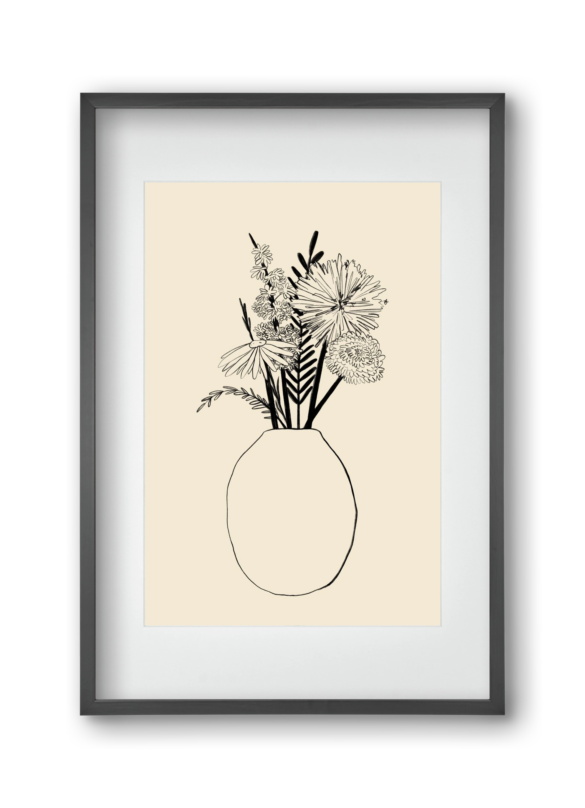 BOUQUET OF FLOWERS , 30x45 cm (20x30 cm), Fekete keret, paszpartuval