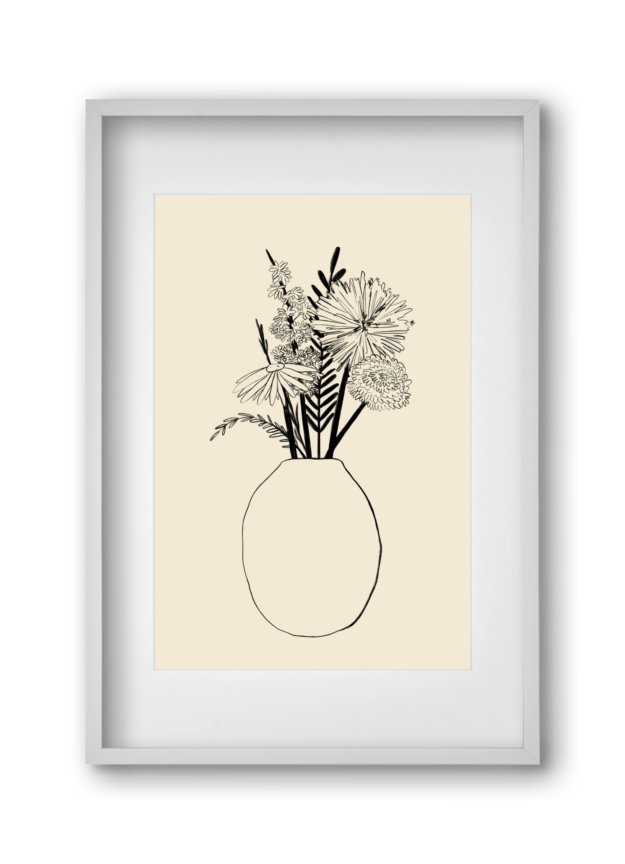 BOUQUET OF FLOWERS , 30x45 cm (20x30 cm), Fehér keret, paszpartuval