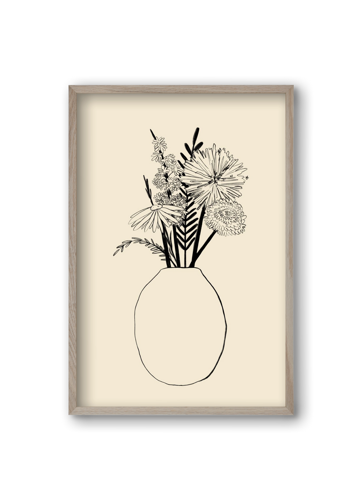 BOUQUET OF FLOWERS , 20x30 cm (20x30 cm), Tölgy keret