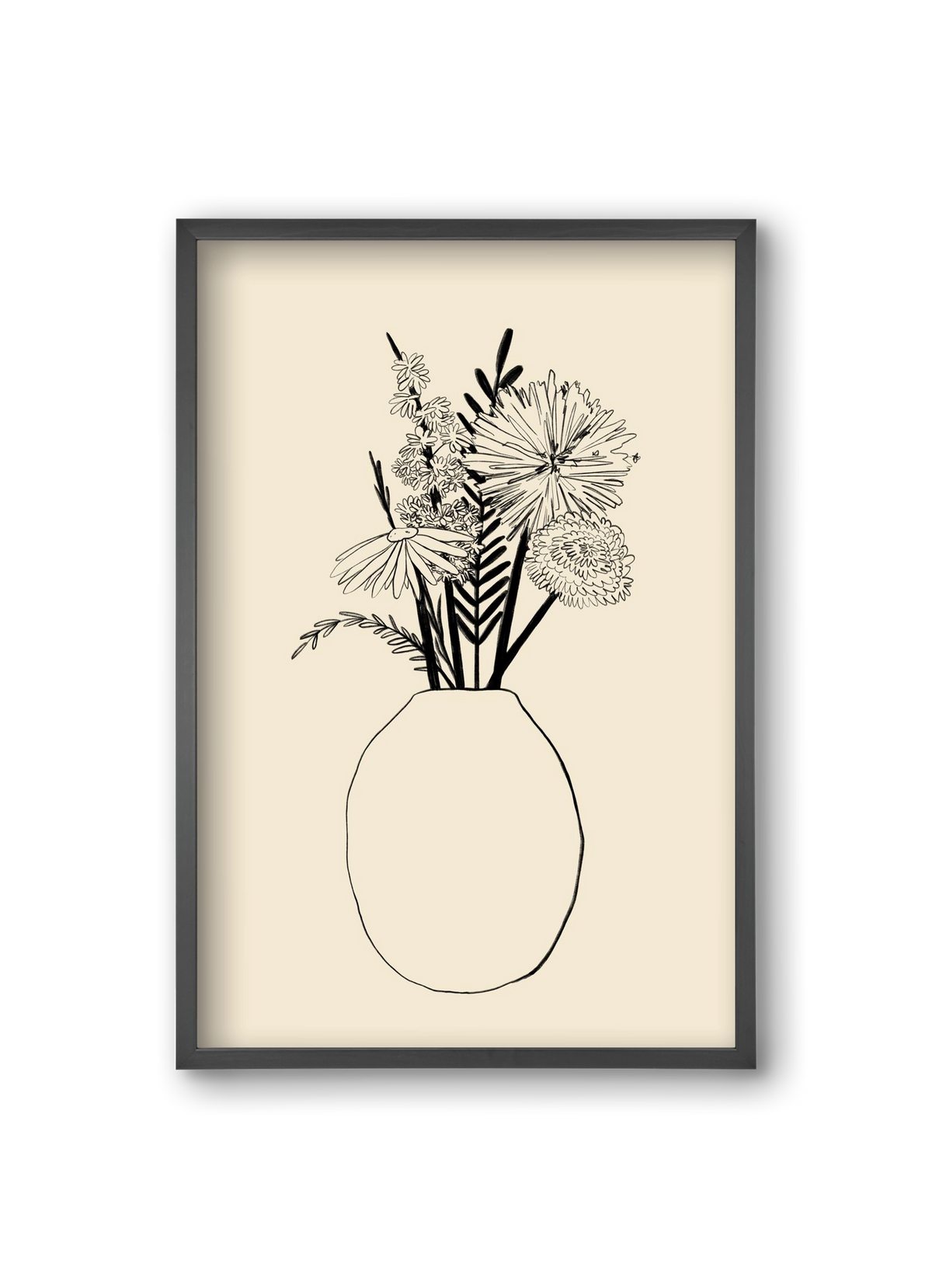 BOUQUET OF FLOWERS , 20x30 cm (20x30 cm), Fekete keret