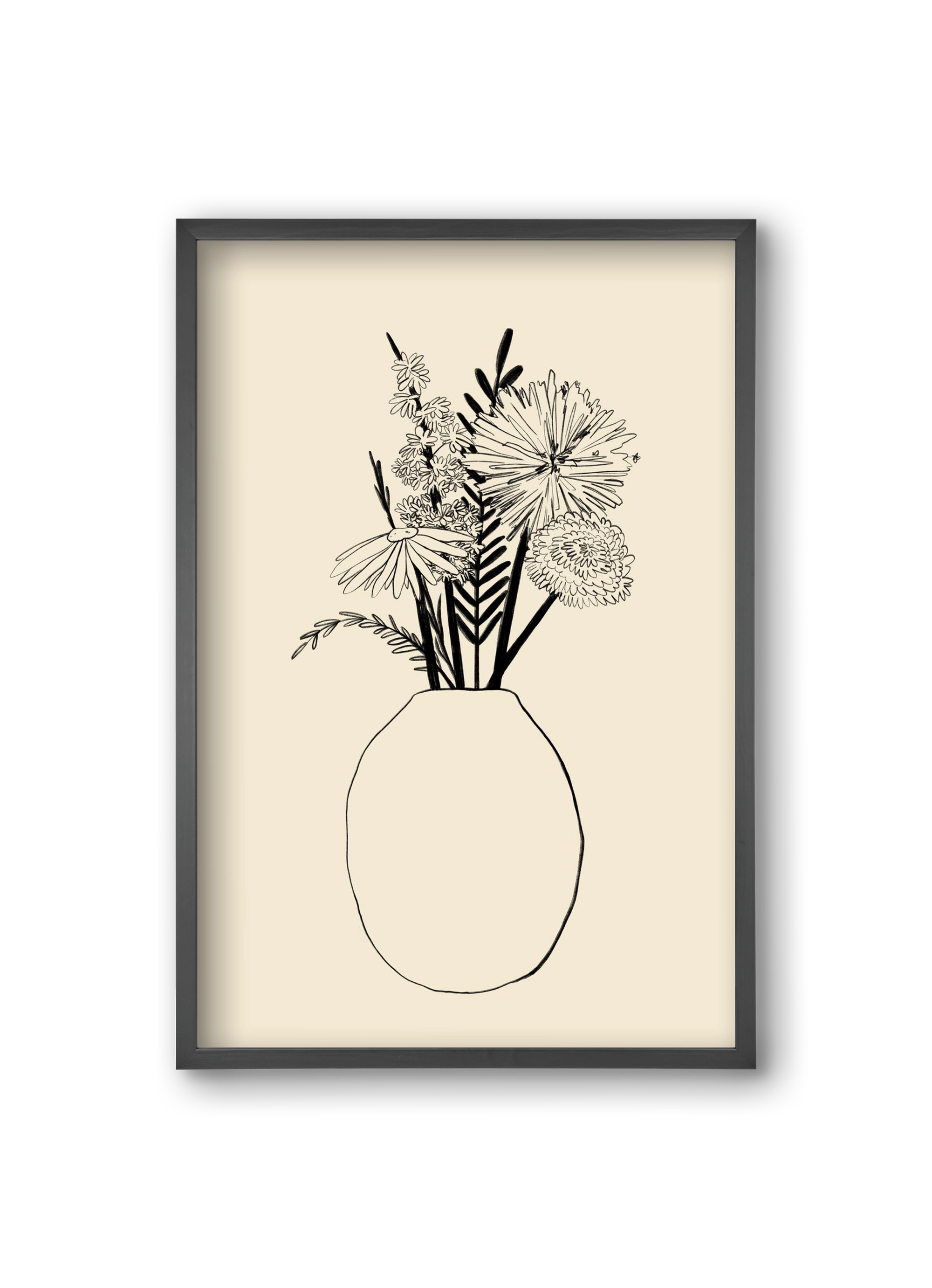 BOUQUET OF FLOWERS , 20x30 cm (20x30 cm), Fekete keret