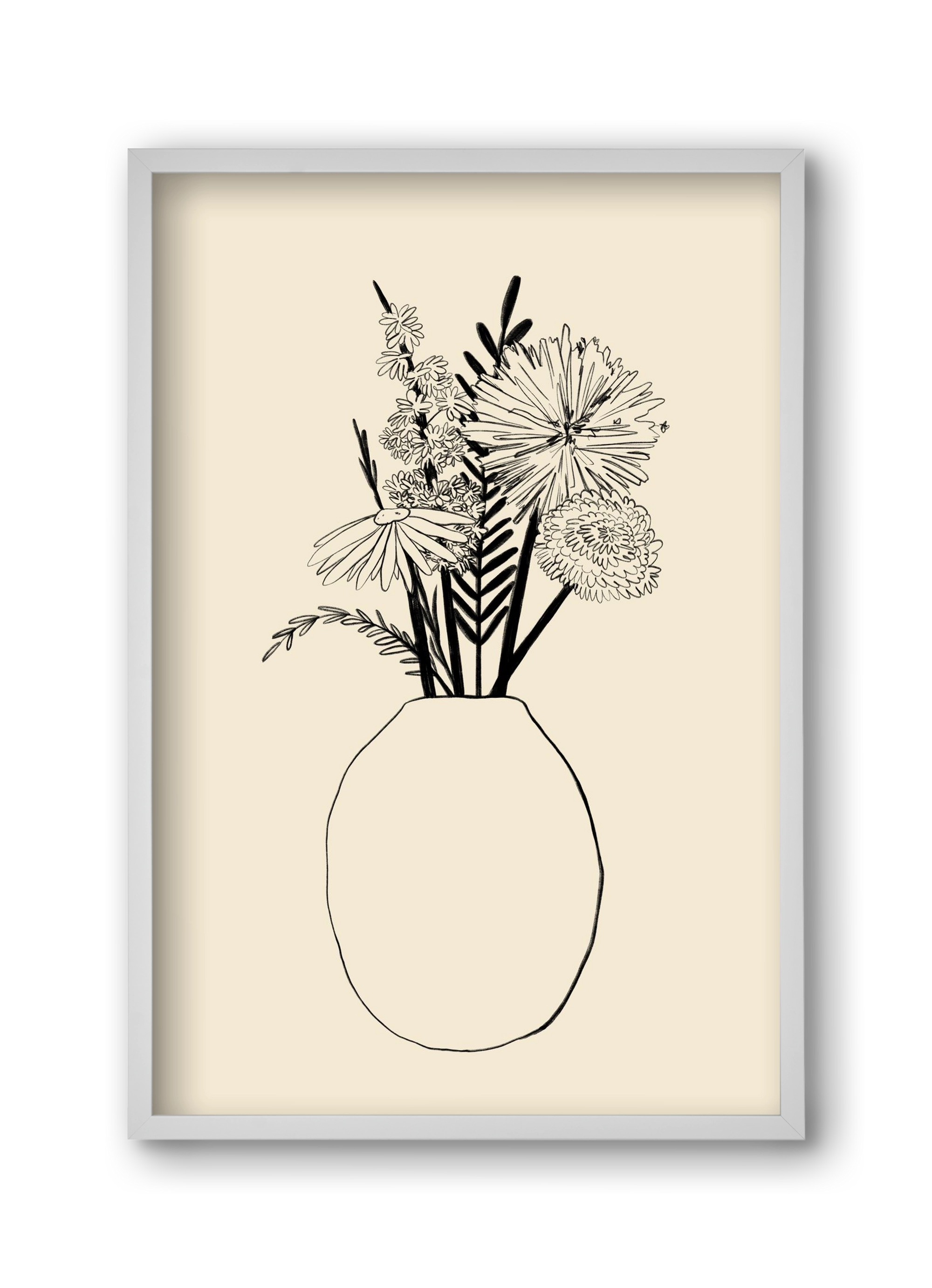 BOUQUET OF FLOWERS , 30x45 cm (30x45 cm), Fehér keret