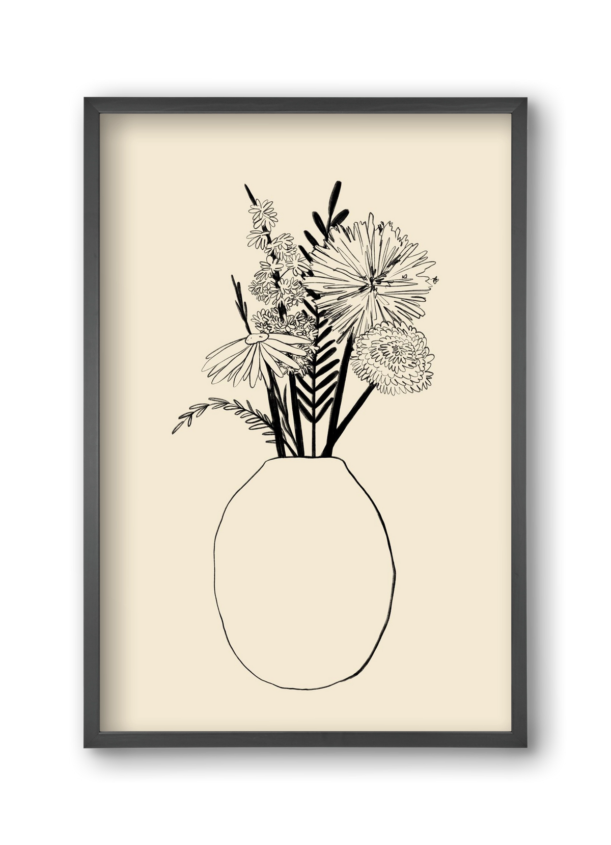 BOUQUET OF FLOWERS , 30x45 cm (30x45 cm), Fekete keret