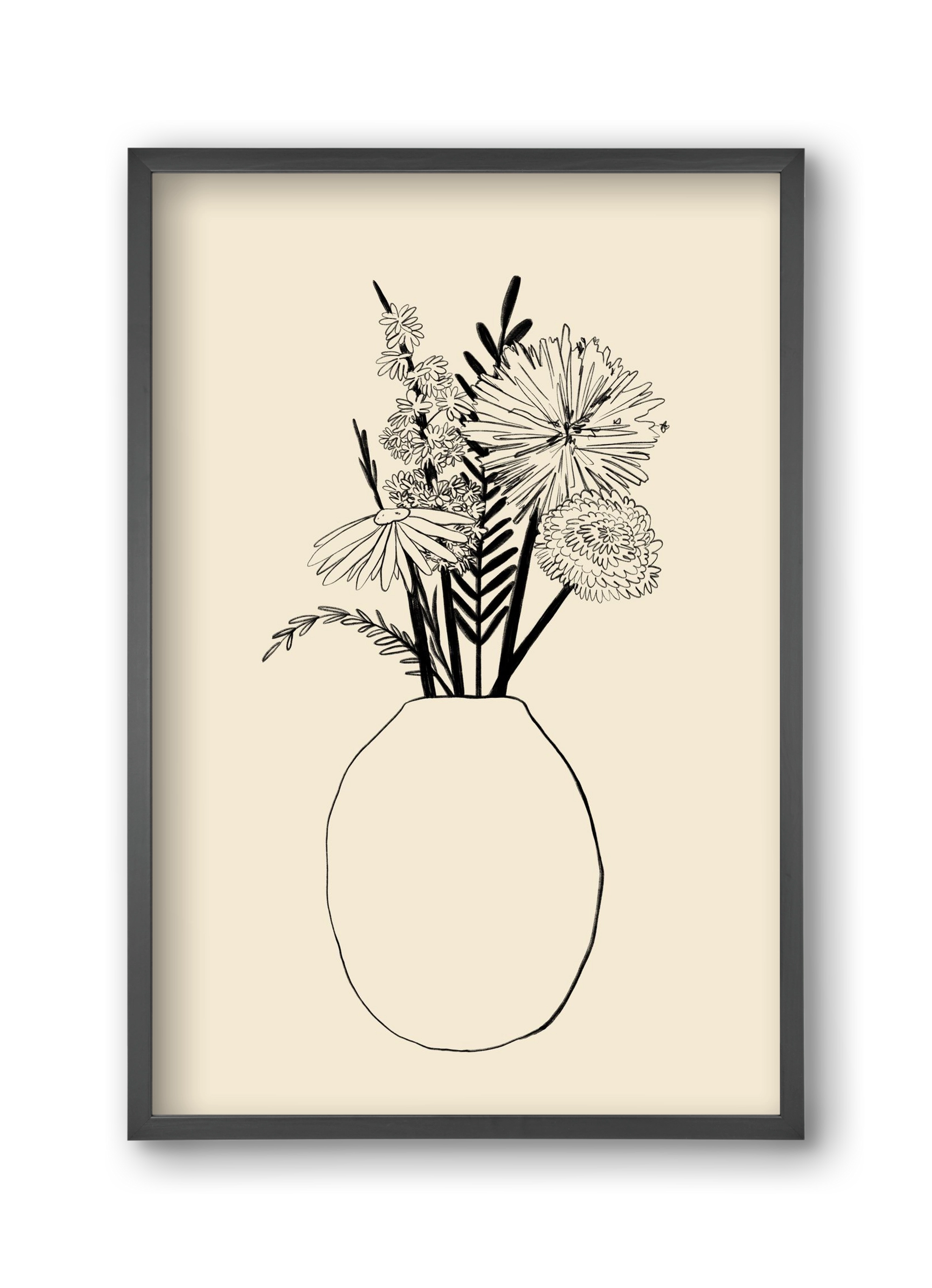 BOUQUET OF FLOWERS , 30x45 cm (30x45 cm), Fekete keret