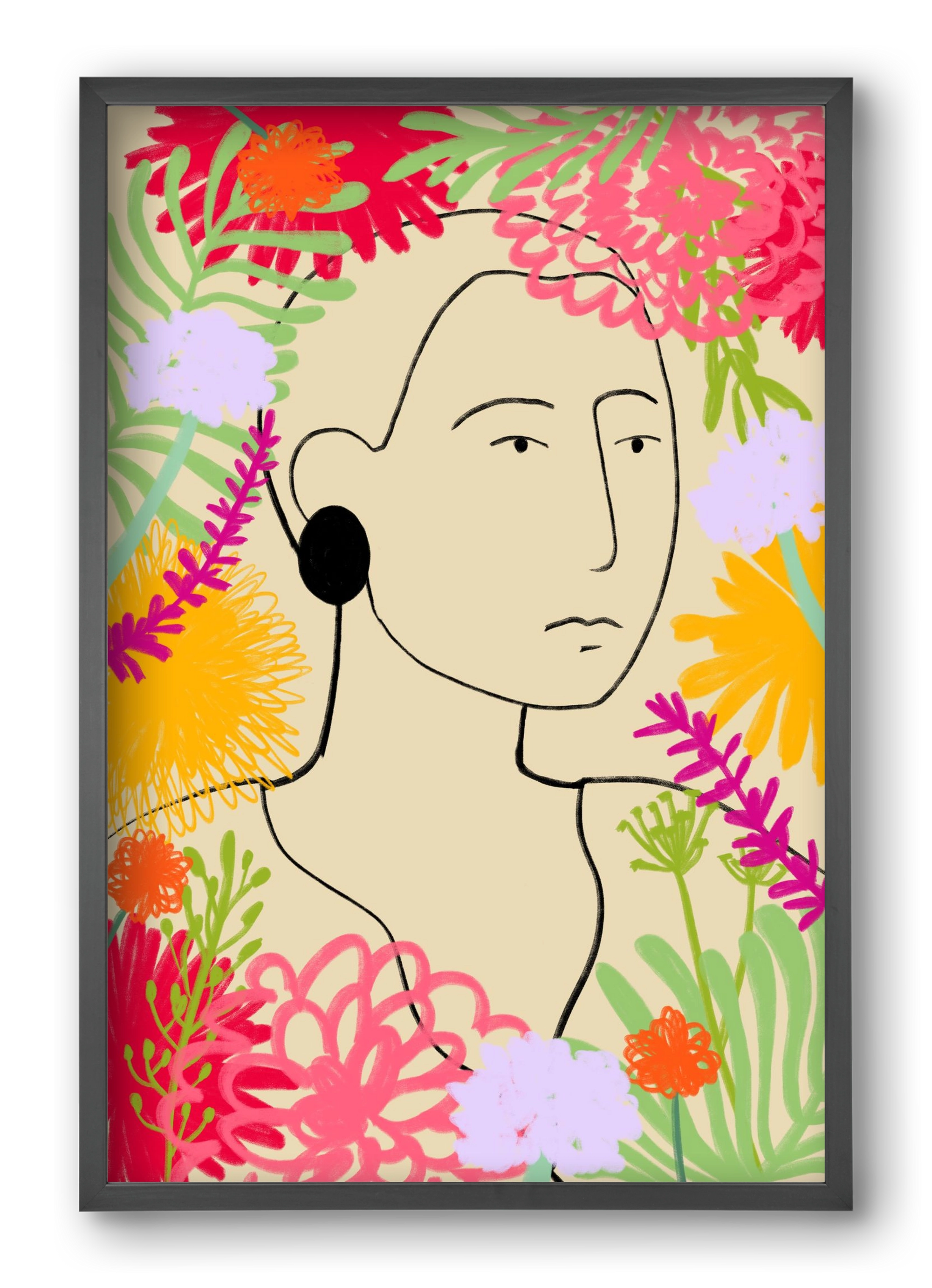 FLOWER WINDOW, 40x60 cm (40x60 cm), Fekete keret