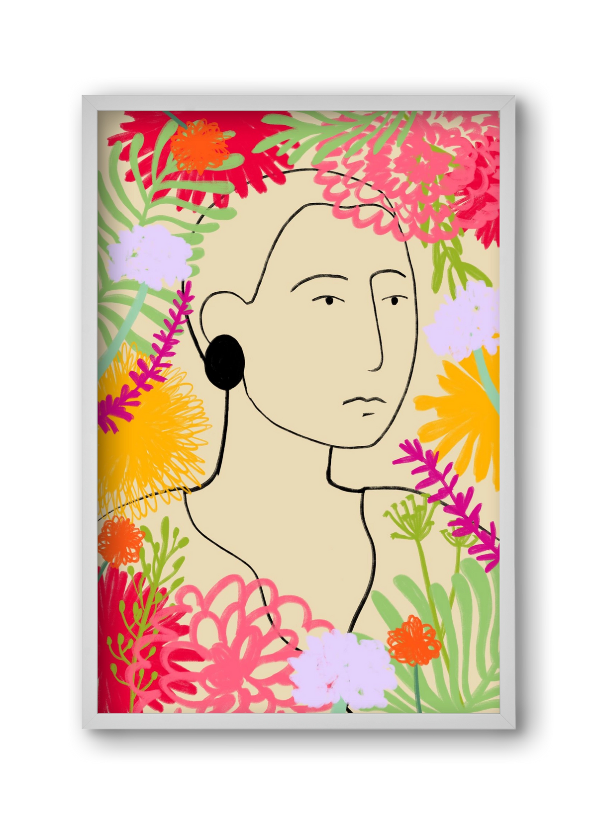 FLOWER WINDOW, 30x45 cm (30x45 cm), Fehér keret