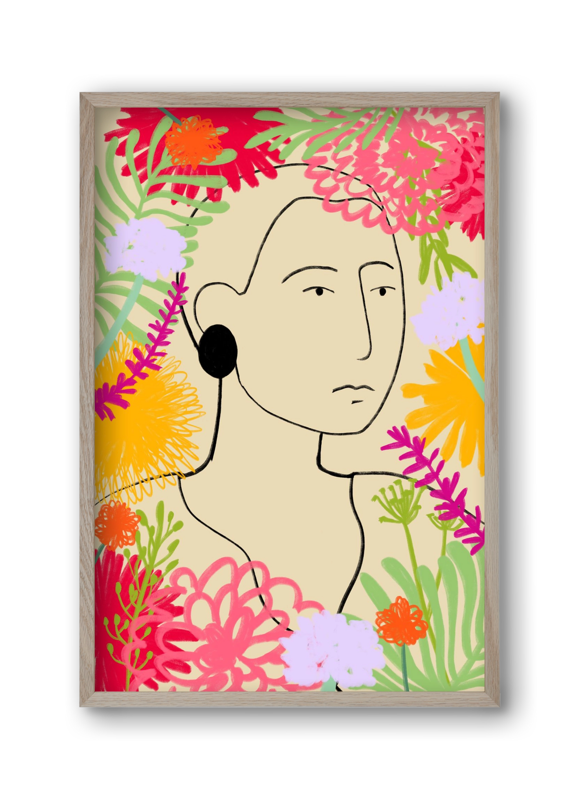 FLOWER WINDOW, 30x45 cm (30x45 cm), Tölgy keret