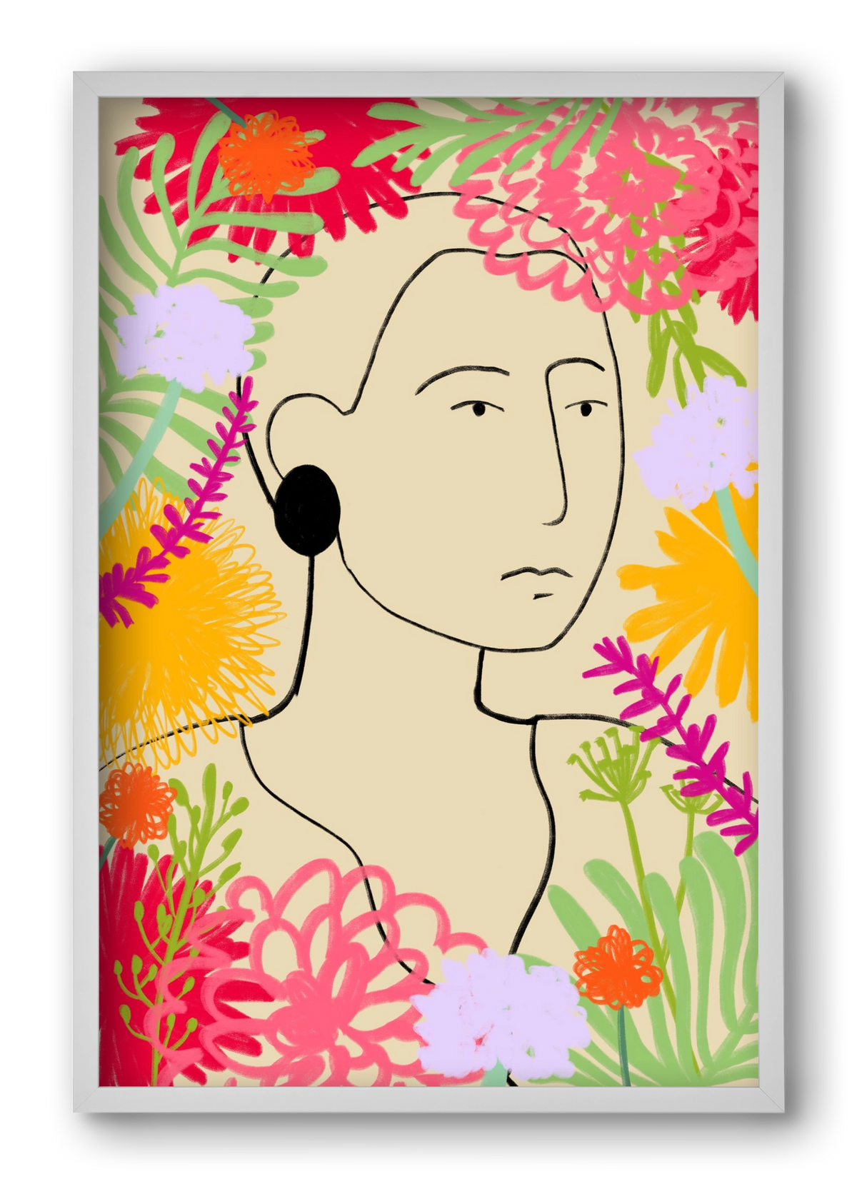 FLOWER WINDOW, 40x60 cm (40x60 cm), Fehér keret