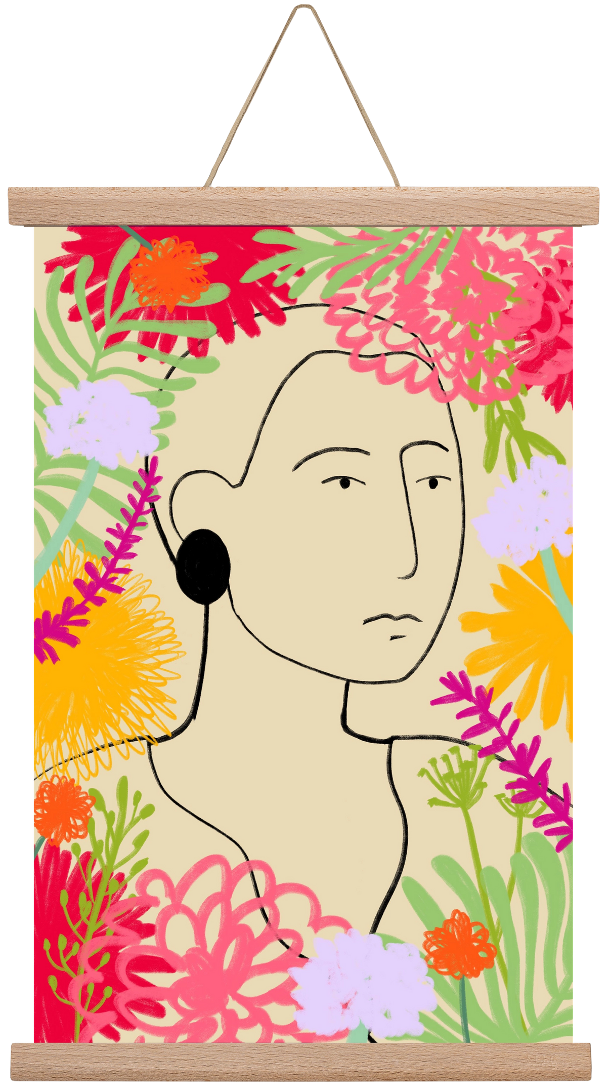 FLOWER WINDOW, 30x45 cm (30x45 cm), Tölgy akasztó