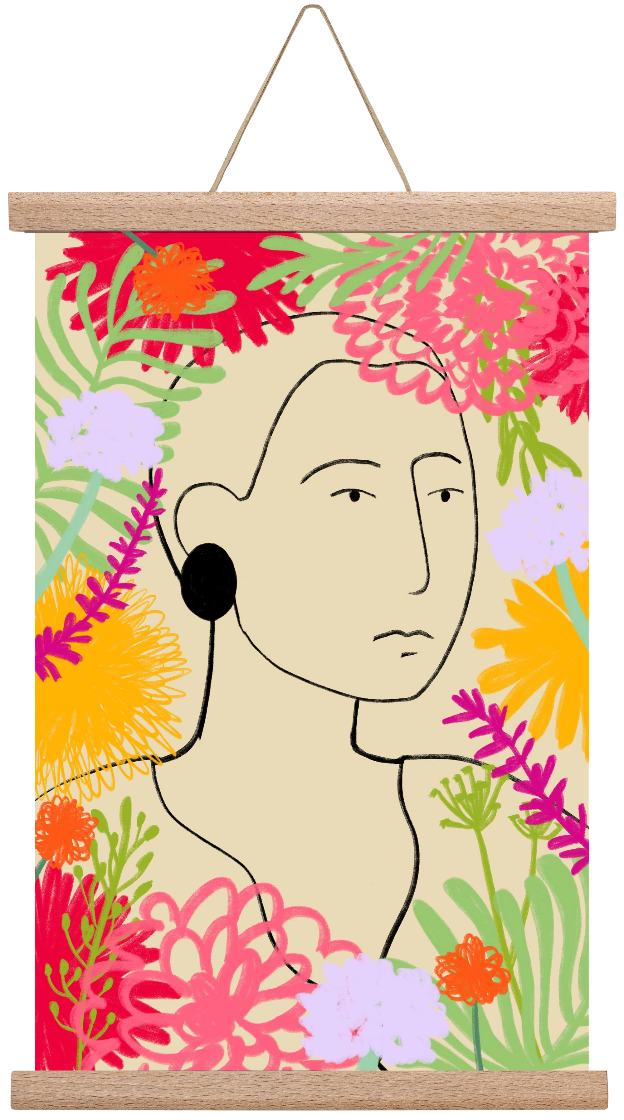 FLOWER WINDOW, 30x45 cm (30x45 cm), Tölgy akasztó