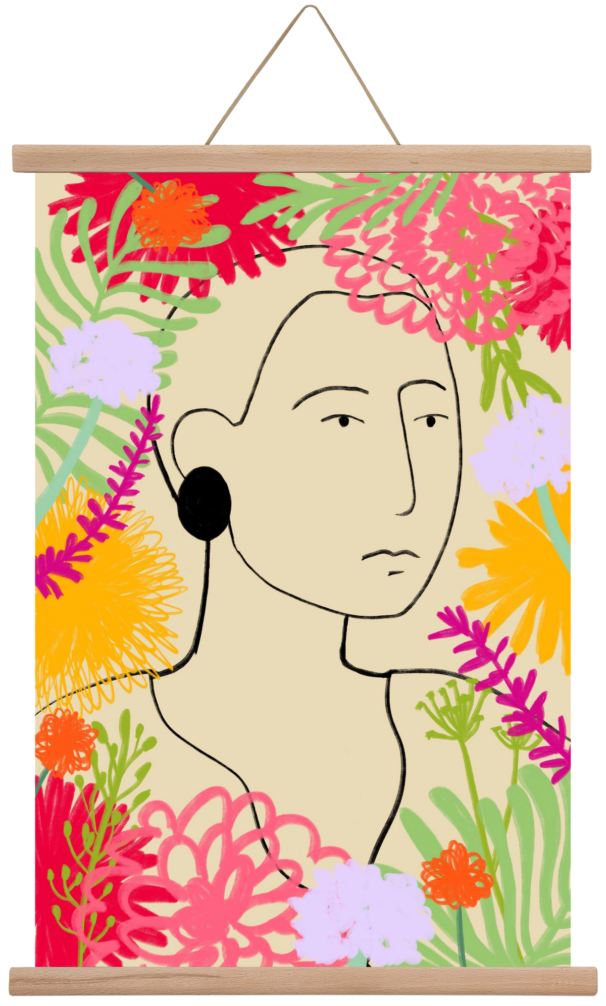 FLOWER WINDOW, 40x60 cm (40x60 cm), Tölgy akasztó