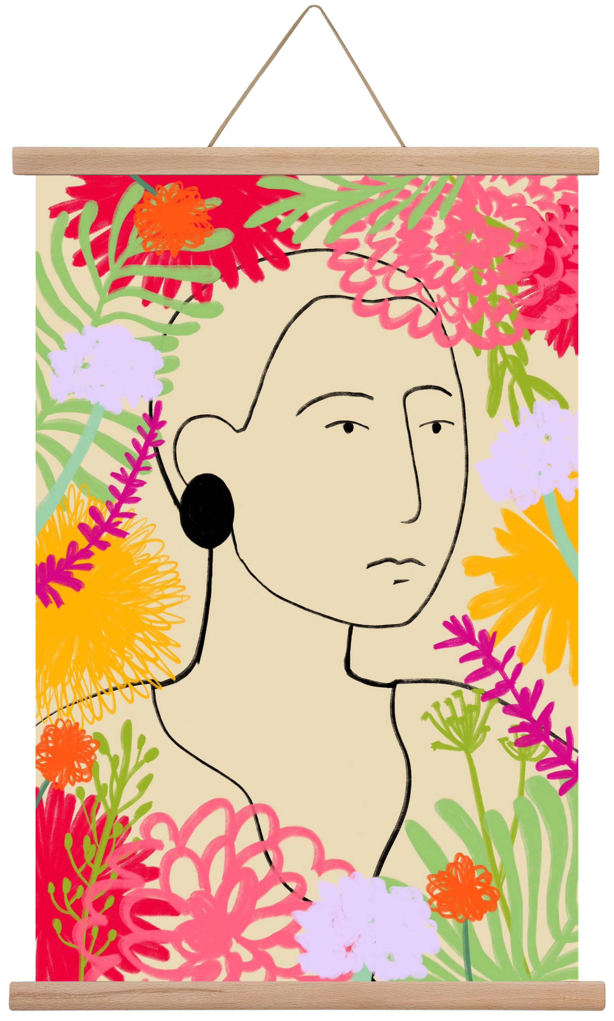 FLOWER WINDOW, 40x60 cm (40x60 cm), Tölgy akasztó