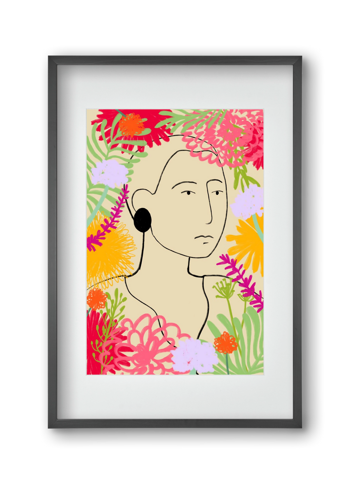 FLOWER WINDOW, 30x45 cm (20x30 cm), Fekete keret, paszpartuval