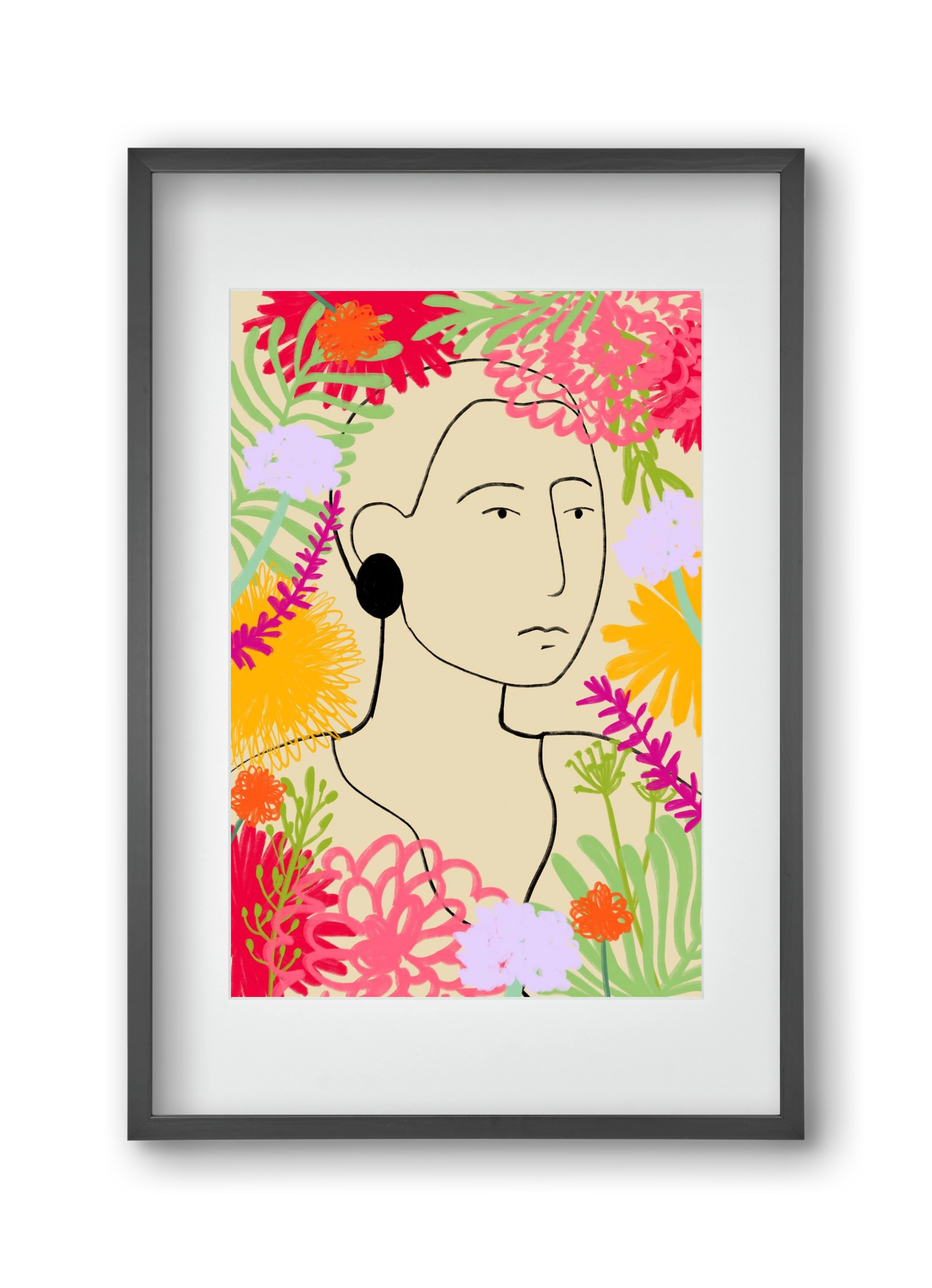 FLOWER WINDOW, 30x45 cm (20x30 cm), Fekete keret, paszpartuval