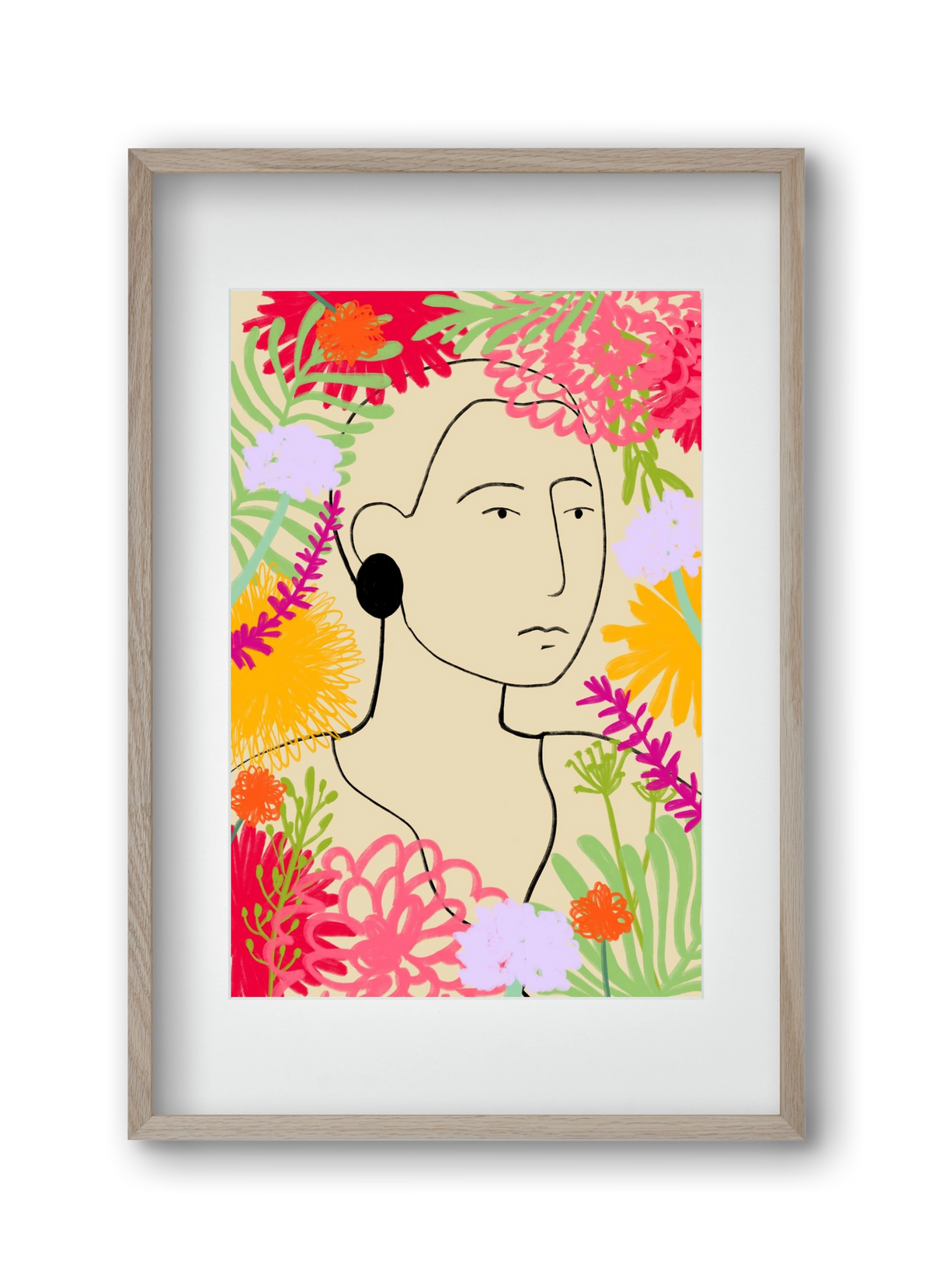 FLOWER WINDOW, 30x45 cm (20x30 cm), Tölgy keret, paszpartuval