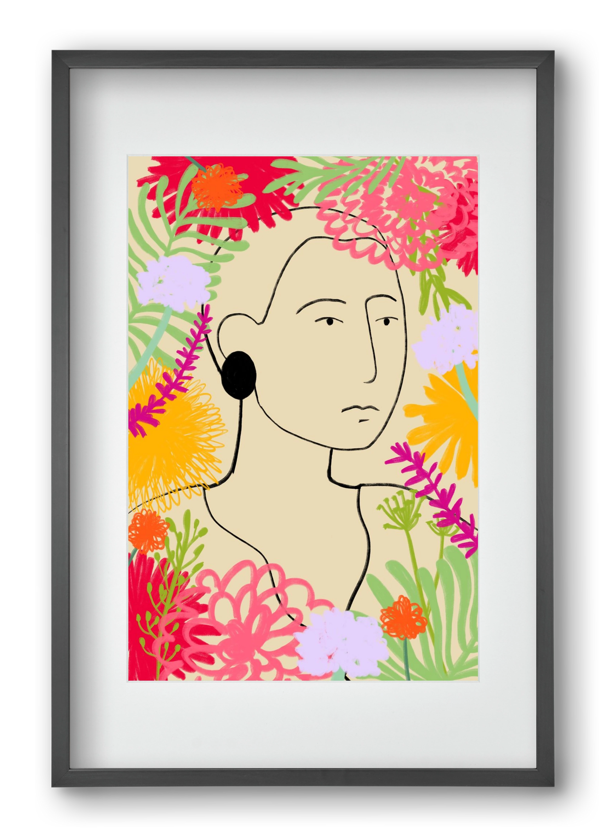 FLOWER WINDOW, 40x60 cm (30x45 cm), Fekete keret, paszpartuval