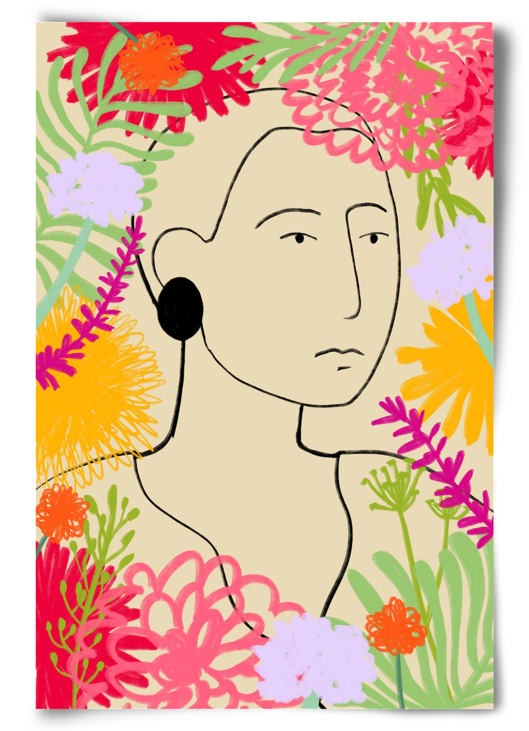 FLOWER WINDOW, 60x90 cm, Keret nélkül