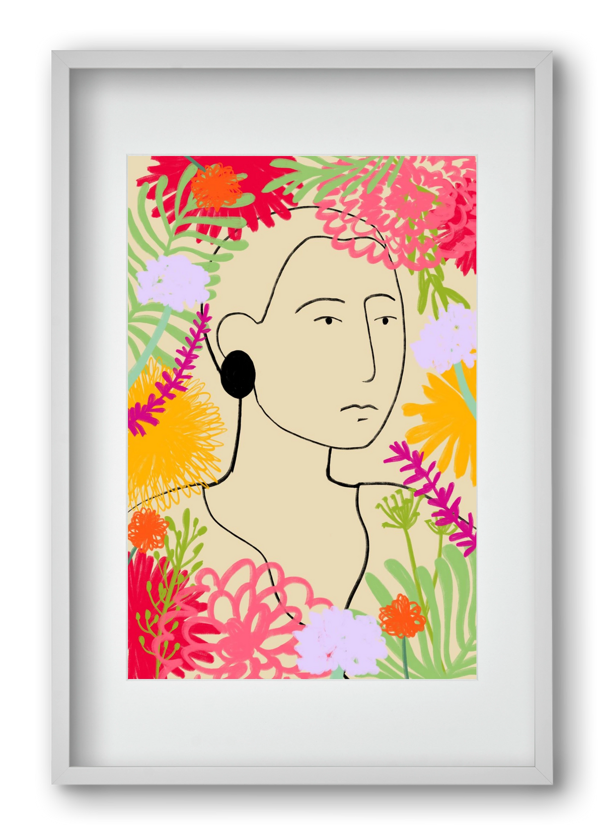 FLOWER WINDOW, 40x60 cm (30x45 cm), Fehér keret, paszpartuval