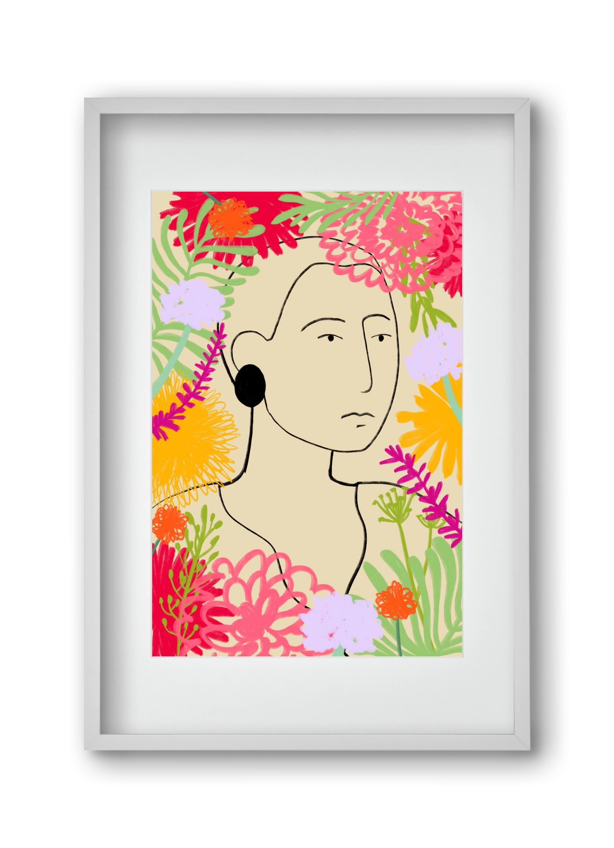 FLOWER WINDOW, 30x45 cm (20x30 cm), Fehér keret, paszpartuval