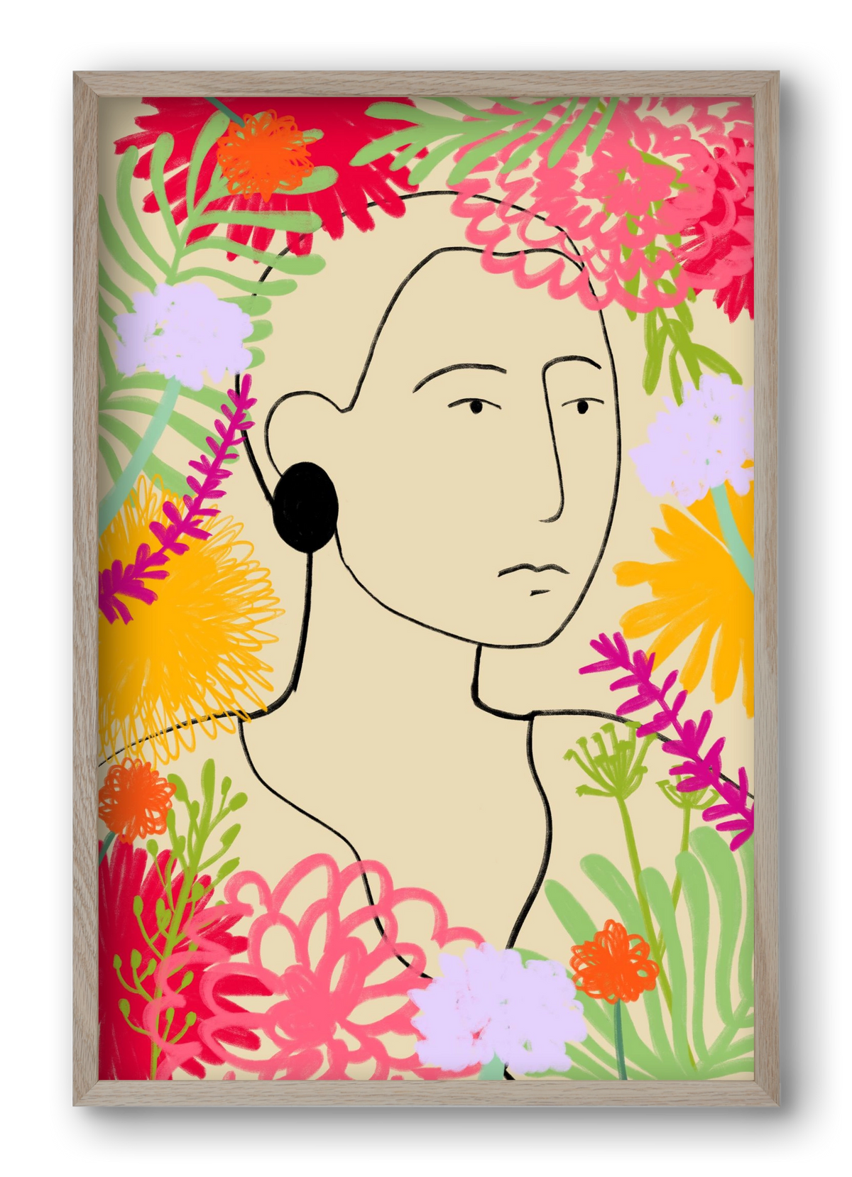 FLOWER WINDOW, 40x60 cm (40x60 cm), Tölgy keret