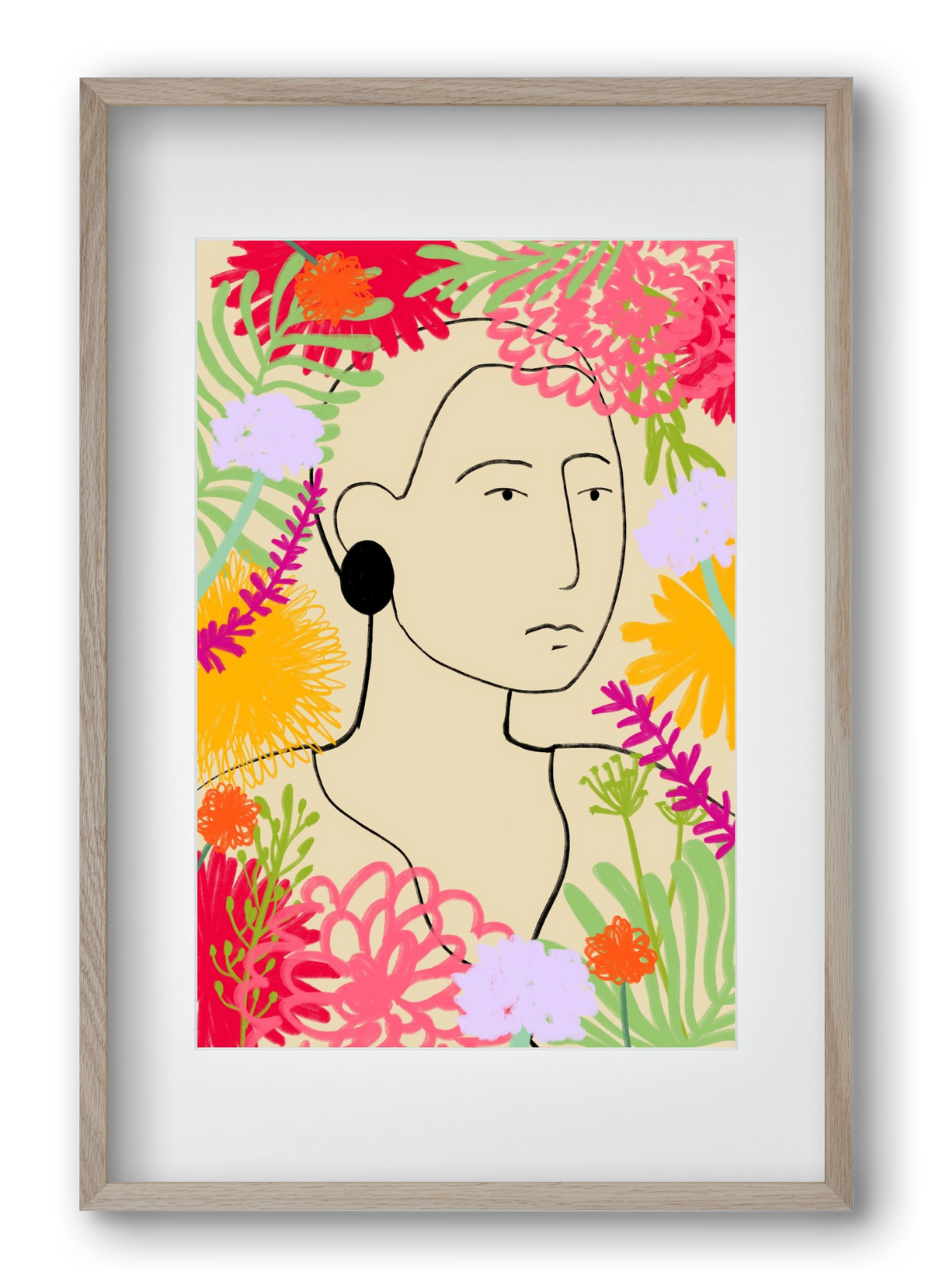 FLOWER WINDOW, 40x60 cm (30x45 cm), Tölgy keret, paszpartuval