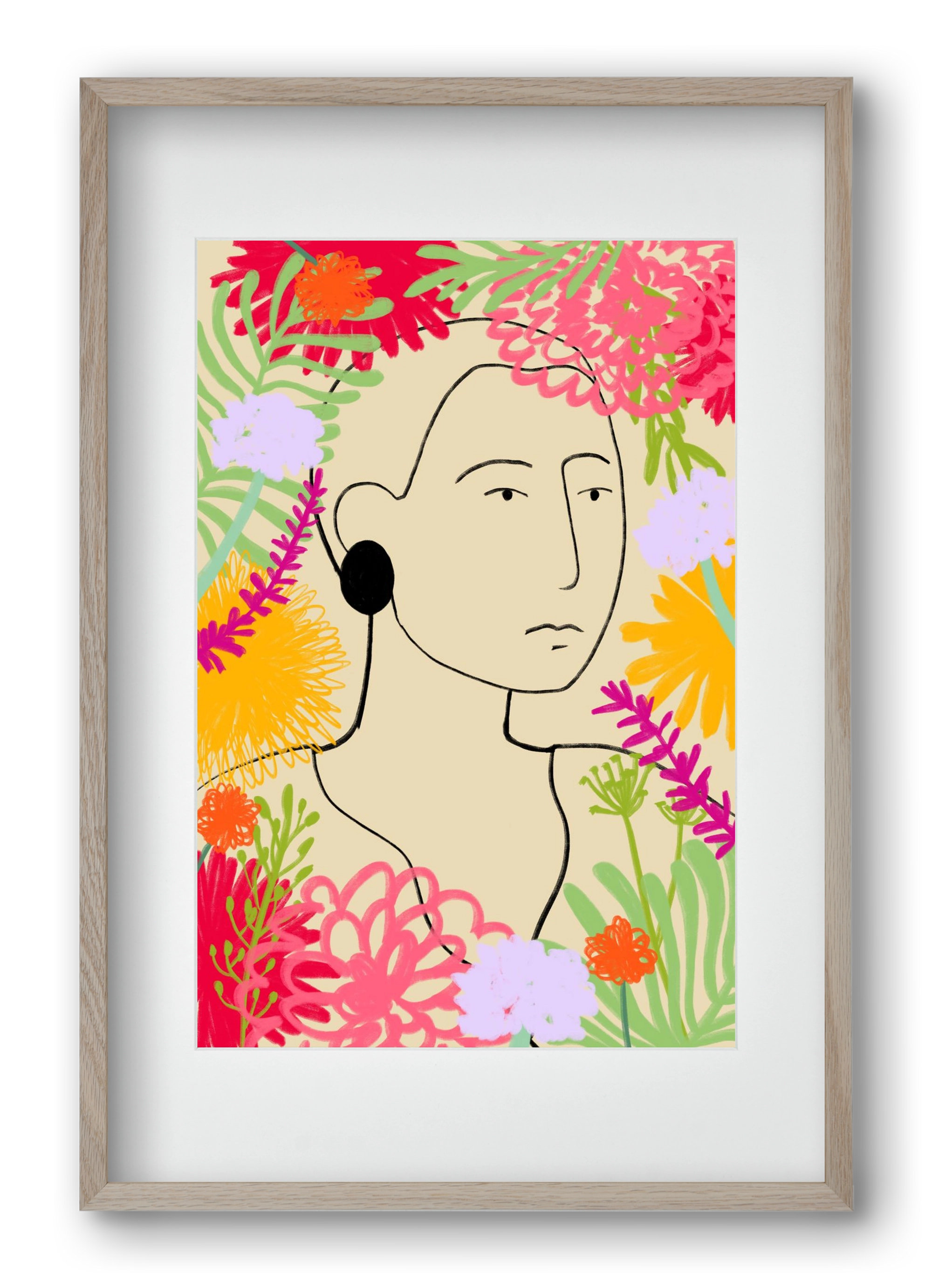 FLOWER WINDOW, 40x60 cm (30x45 cm), Tölgy keret, paszpartuval