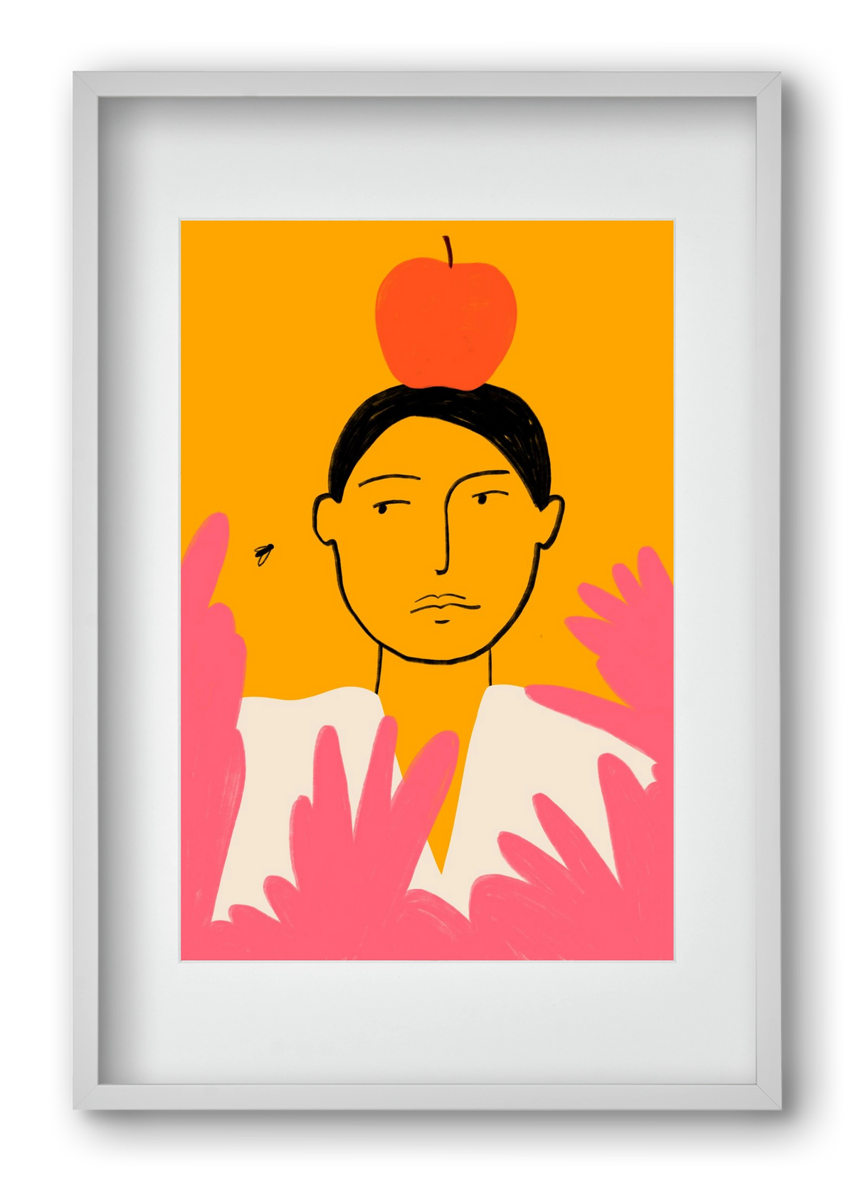 APPLE AND FLY, 40x60 cm (30x45 cm), Fehér keret, paszpartuval