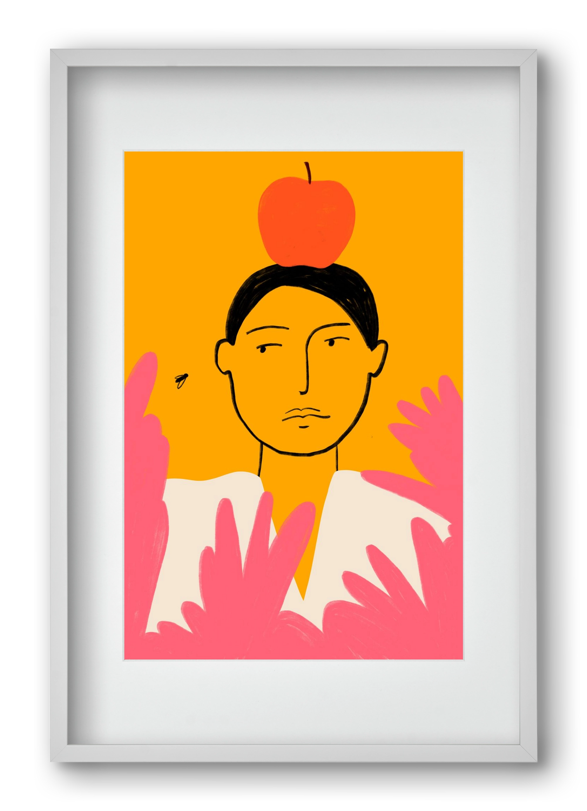APPLE AND FLY, 40x60 cm (30x45 cm), Fehér keret, paszpartuval