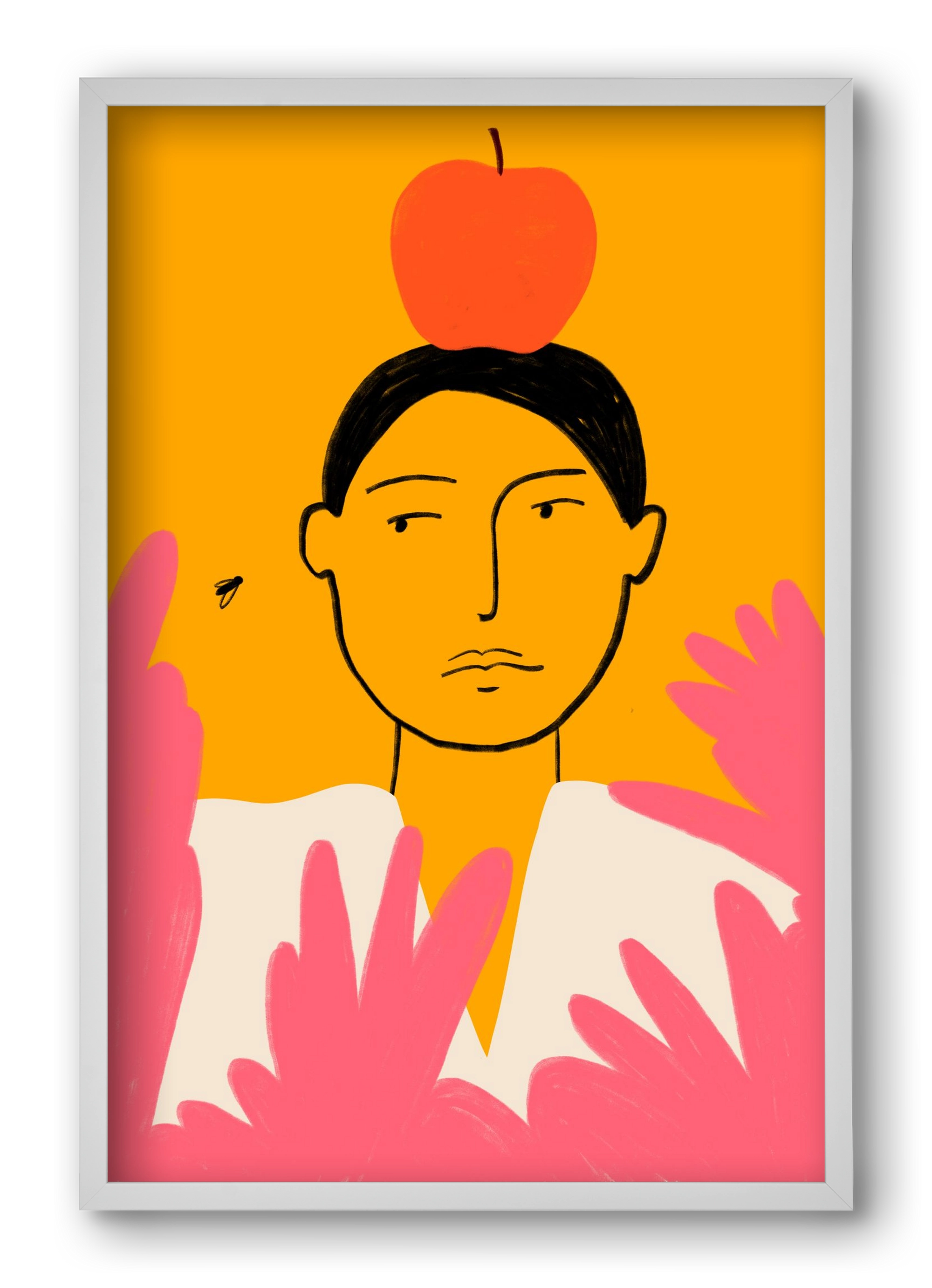 APPLE AND FLY, 40x60 cm (40x60 cm), Fehér keret