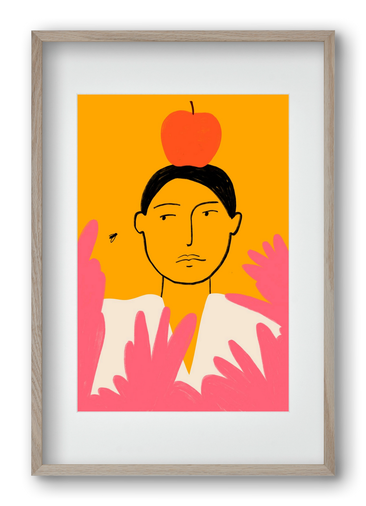 APPLE AND FLY, 40x60 cm (30x45 cm), Tölgy keret, paszpartuval