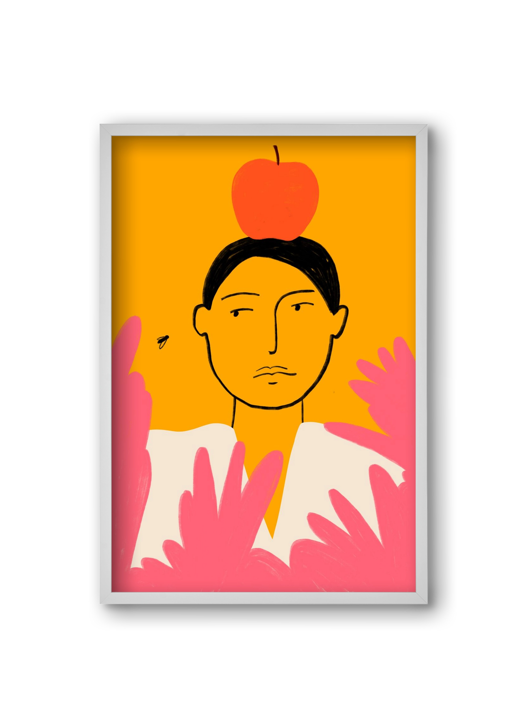 APPLE AND FLY, 20x30 cm (20x30 cm), Fehér keret